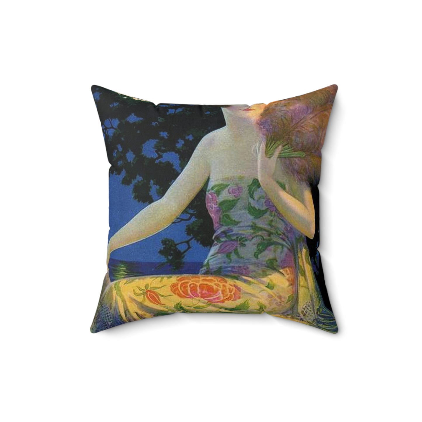 Moonlight and You, print from painting by Edward Mason Eggleston, 1928 Decorative Accent Square Pillow