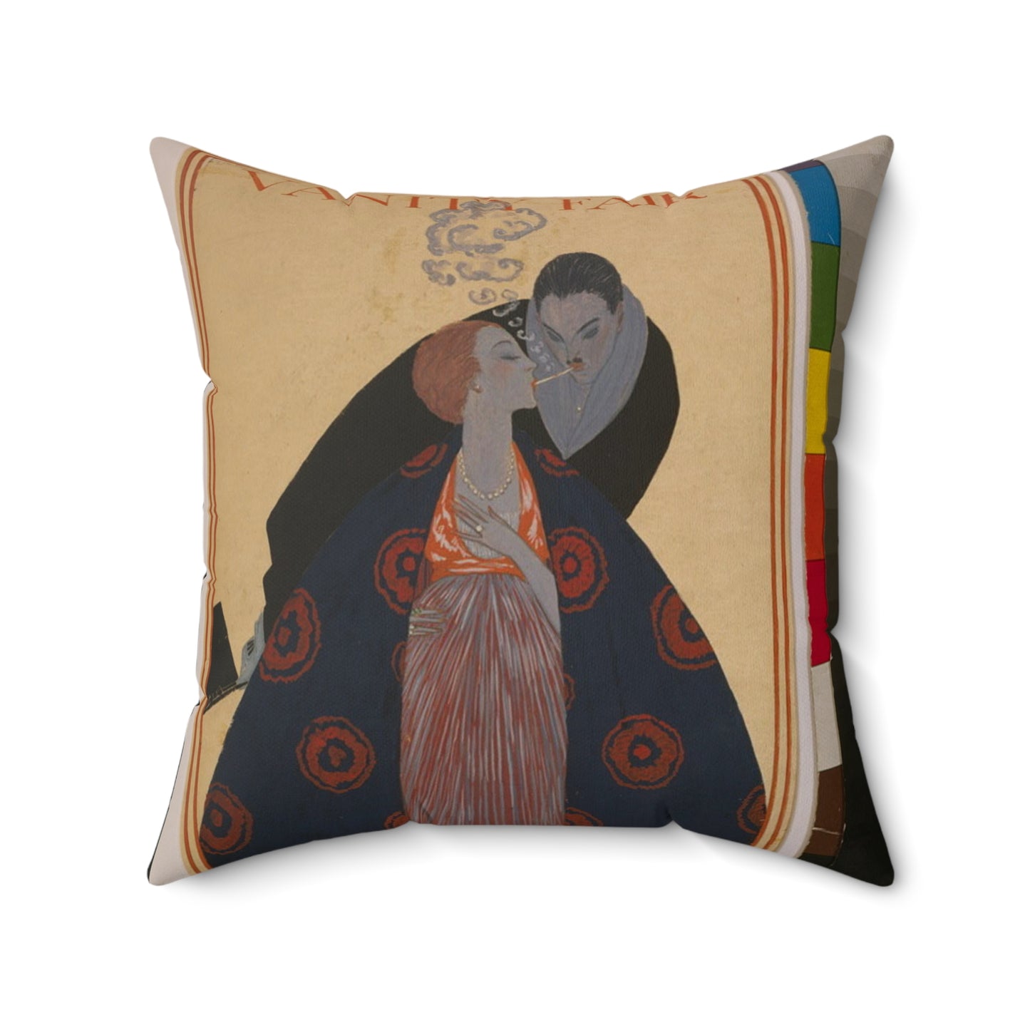 Couple lighting cigarettes - Public domain dedication image Decorative Accent Square Pillow