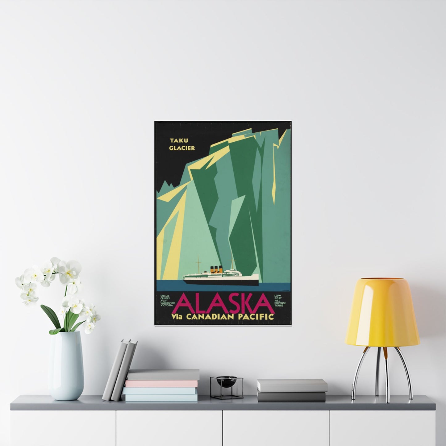 Alaska. Vintage Travel Poster., Art Deco Poster High Quality Matte Wall Art Poster for Home, Office, Classroom