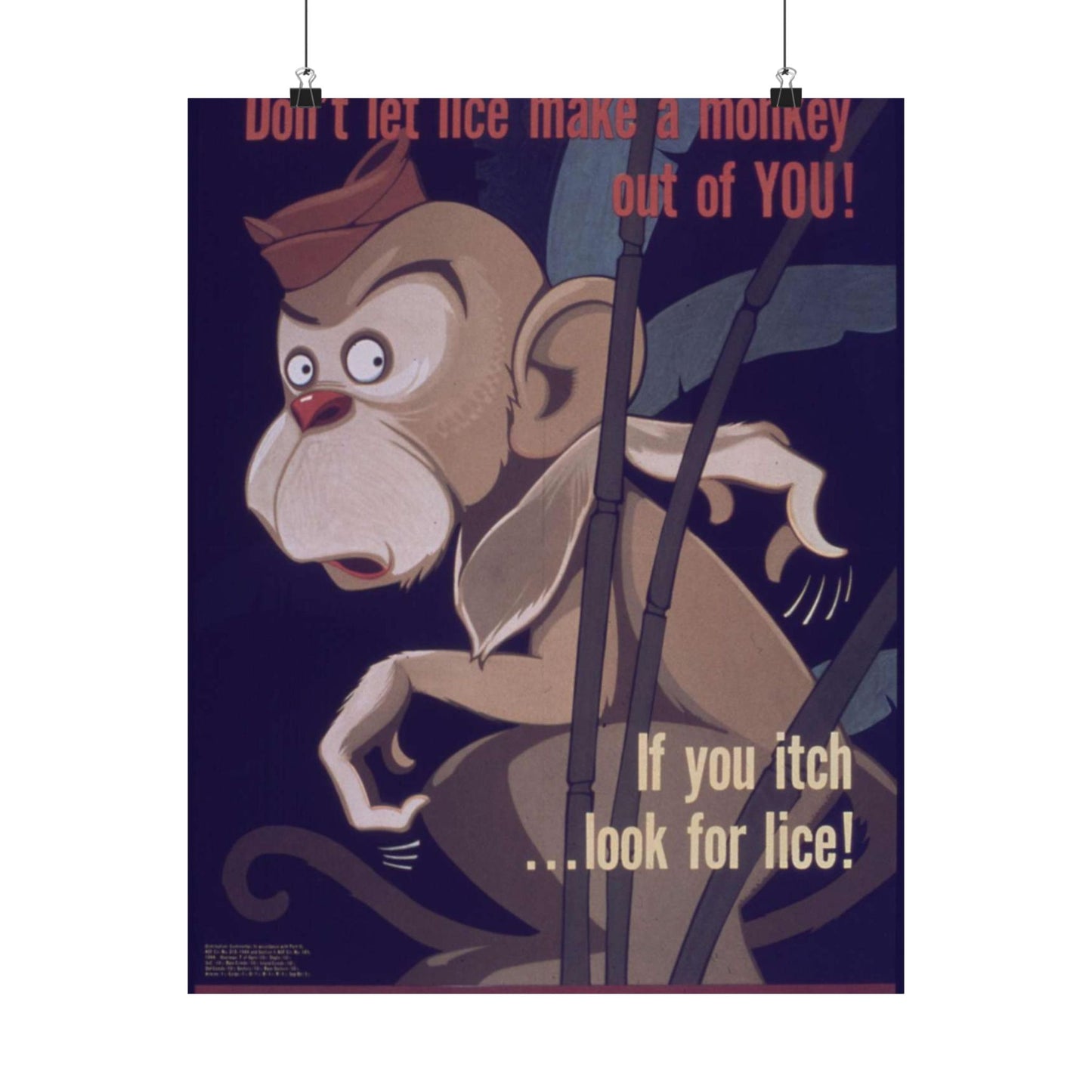 "Don't Let Lice Make a Monkey out of You^ If You Itch...Look for Lice^ If You Find Lice Report it at Once" - NARA - 514159 High Quality Matte Wall Art Poster for Home, Office, Classroom