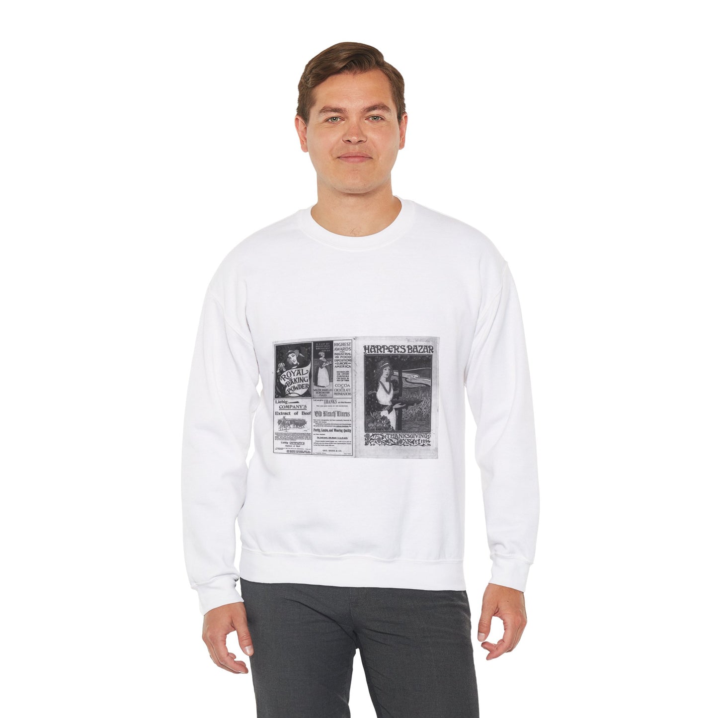 Harper's Bazaar--Thanksgiving 1894 / Louis J. Rhead. White Heavy Blend Adult Crew Neck SweatShirt