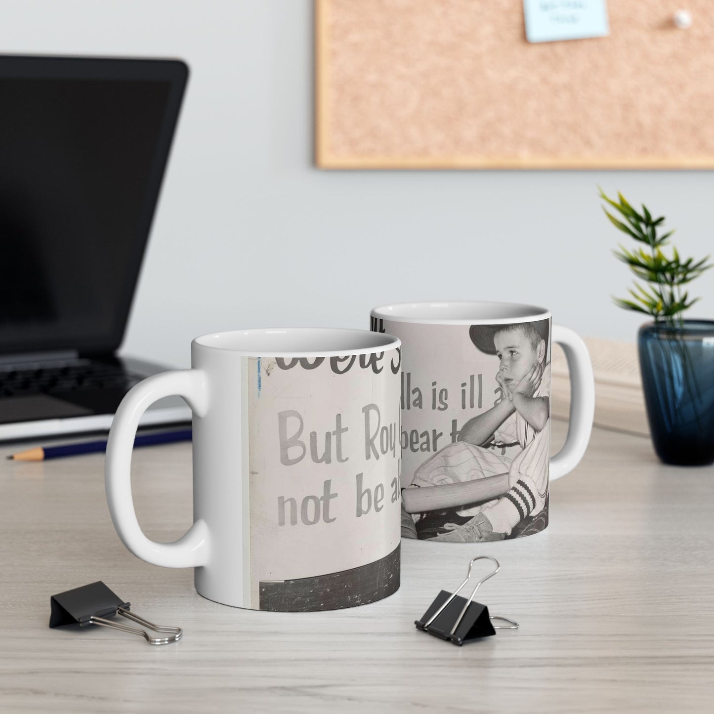 "We're sorry, but Roy Campanella is ill a[nd ...] not be able to appear [...] / World Telegram & Sun photo by Roger Higgins. Beautiful Novelty Ceramic Coffee Mug 11oz