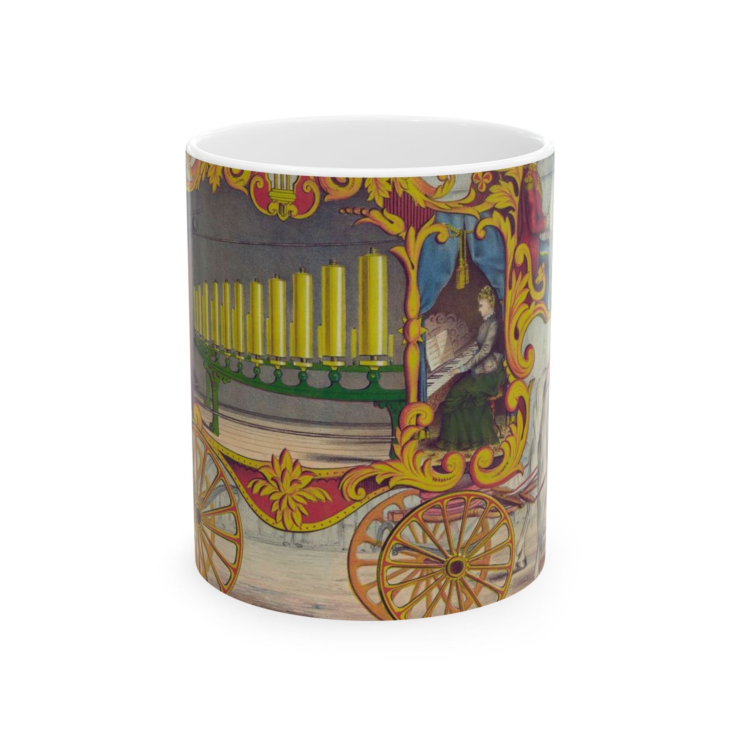 Calliope! The wonderful Operonicon or Steam Car of the Muses, as it appears in the gorgeous street pagent [sic] of the Great European Zoological Association! ... Beautiful Novelty Ceramic Coffee Mug 11oz