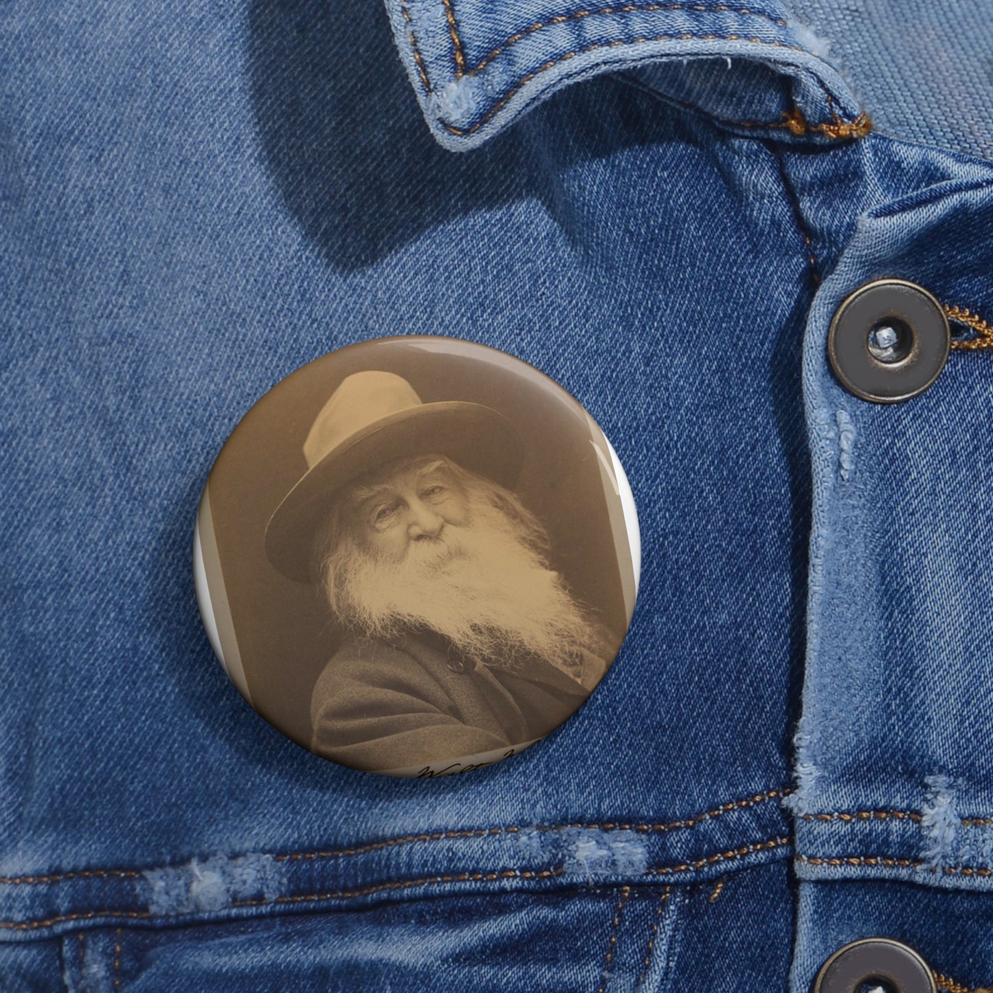 George C. Cox - Walt Whitman - Google Art Project Pin Buttons with Crisp Design