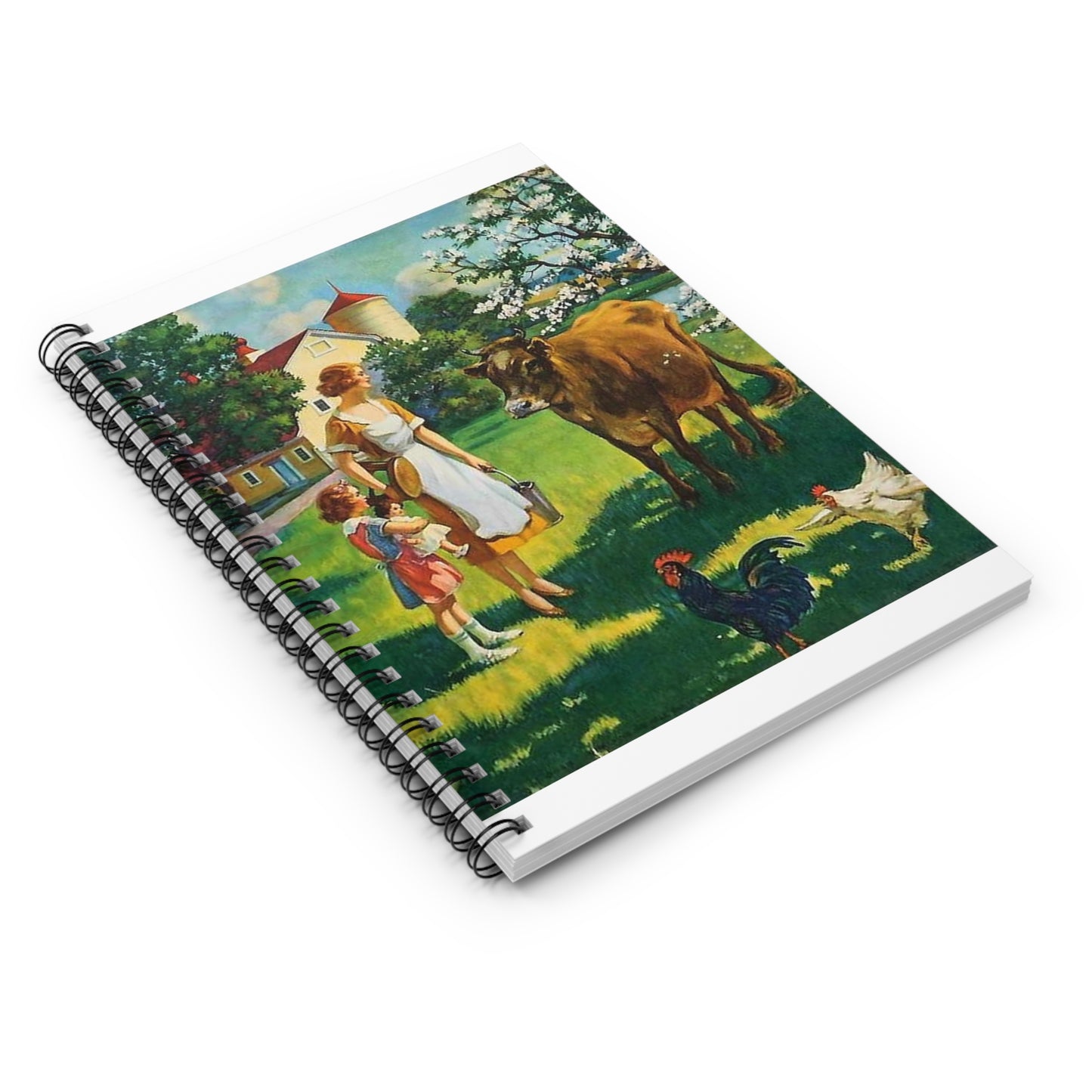 A Milking We Will Go, painting by Edward Mason Eggleston Spiral Bound Ruled Notebook with Printed Cover