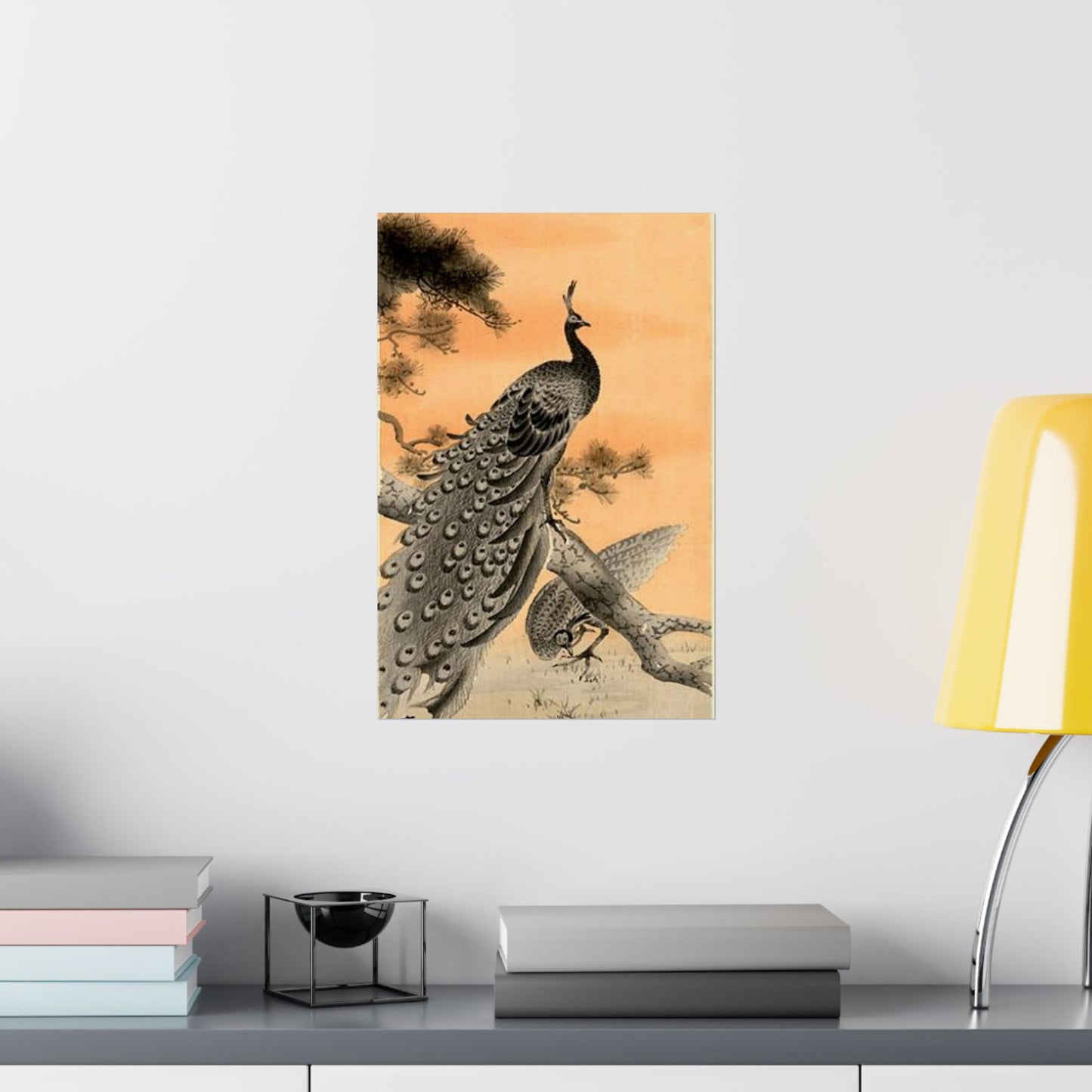 Koson - peacock-and-hen, Ohara Koson High Quality Matte Wall Art Poster for Home, Office, Classroom