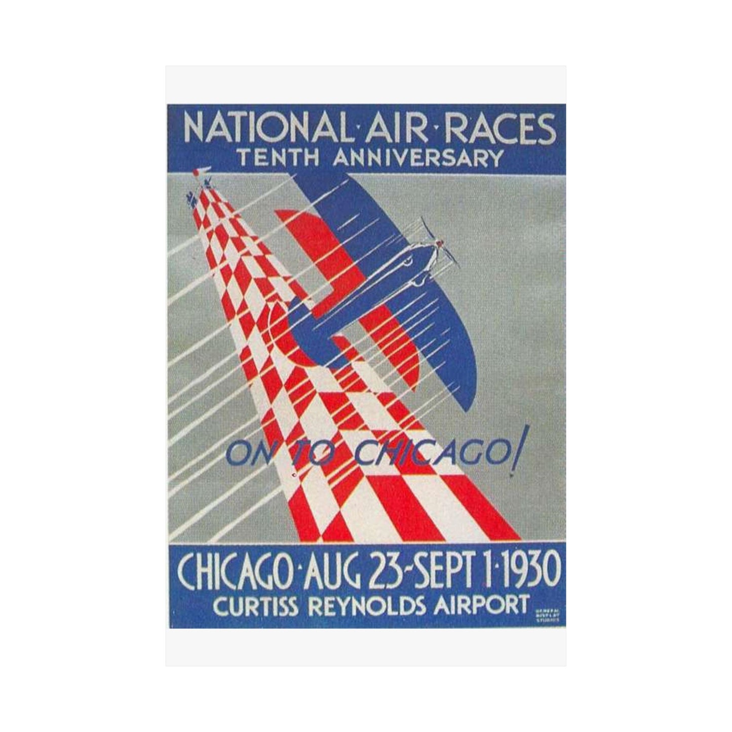 1930 National Air Race poster - Art Deco public domain image High Quality Matte Wall Art Poster for Home, Office, Classroom