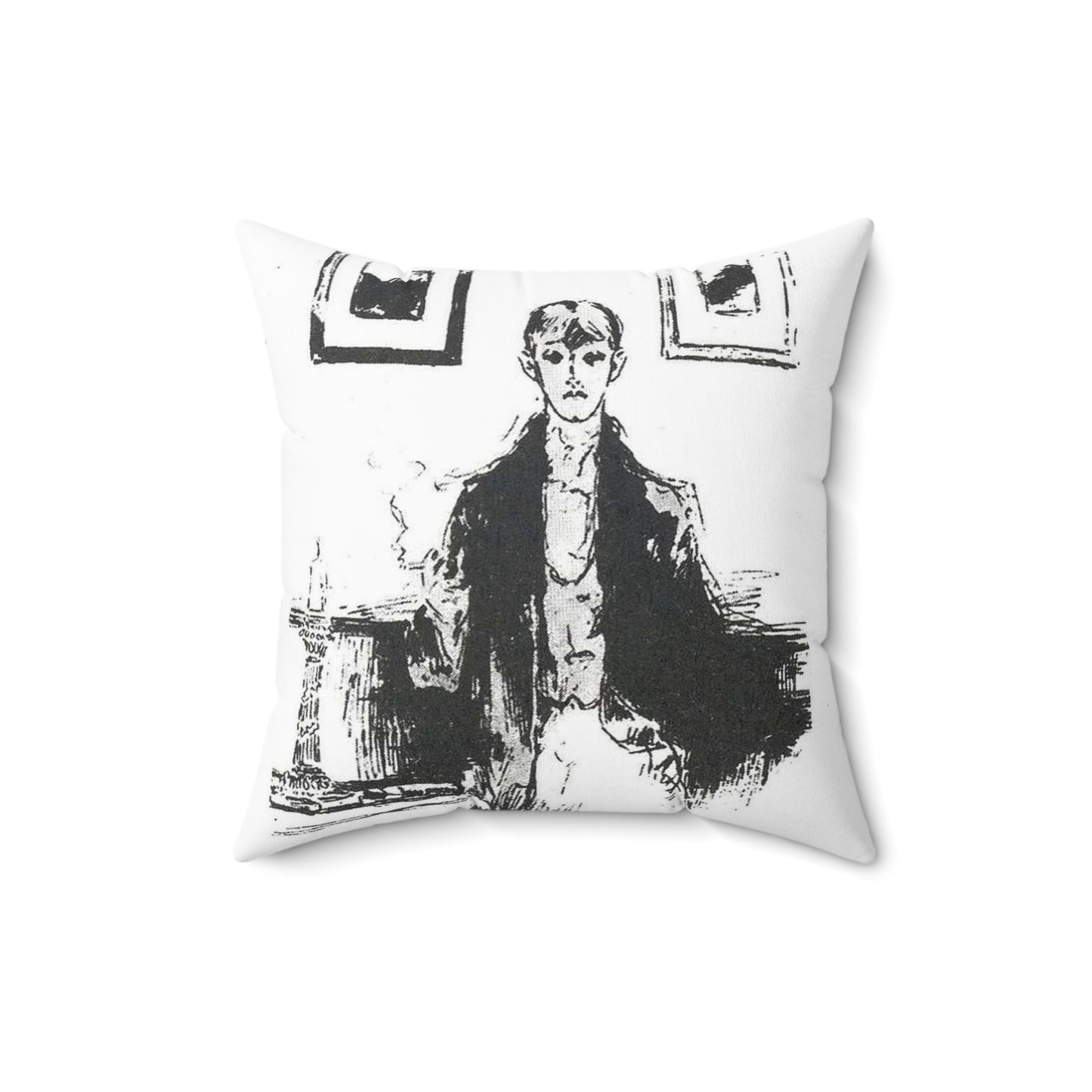 Aubrey Beardsley 5 - A drawing of a woman sitting on a couch Decorative Accent Square Pillow