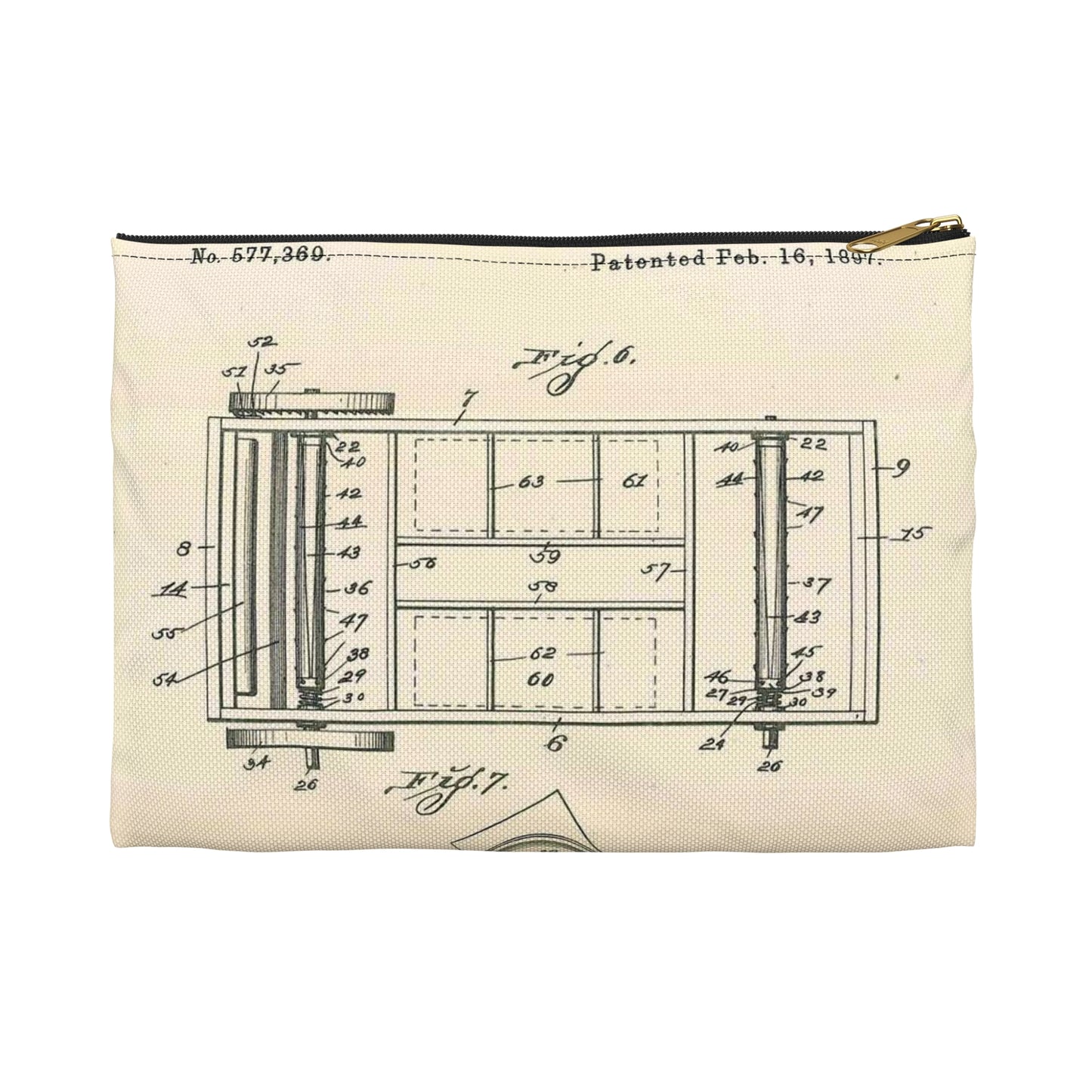 Patent Case File No. 577,369, Stenographer's Cabinet, Inventor- Arthur F. McIntire - DPLA - 2e93a65db0801a68cfced8a4f92d4df6 (page 40) Large Organizer Pouch with Black Zipper