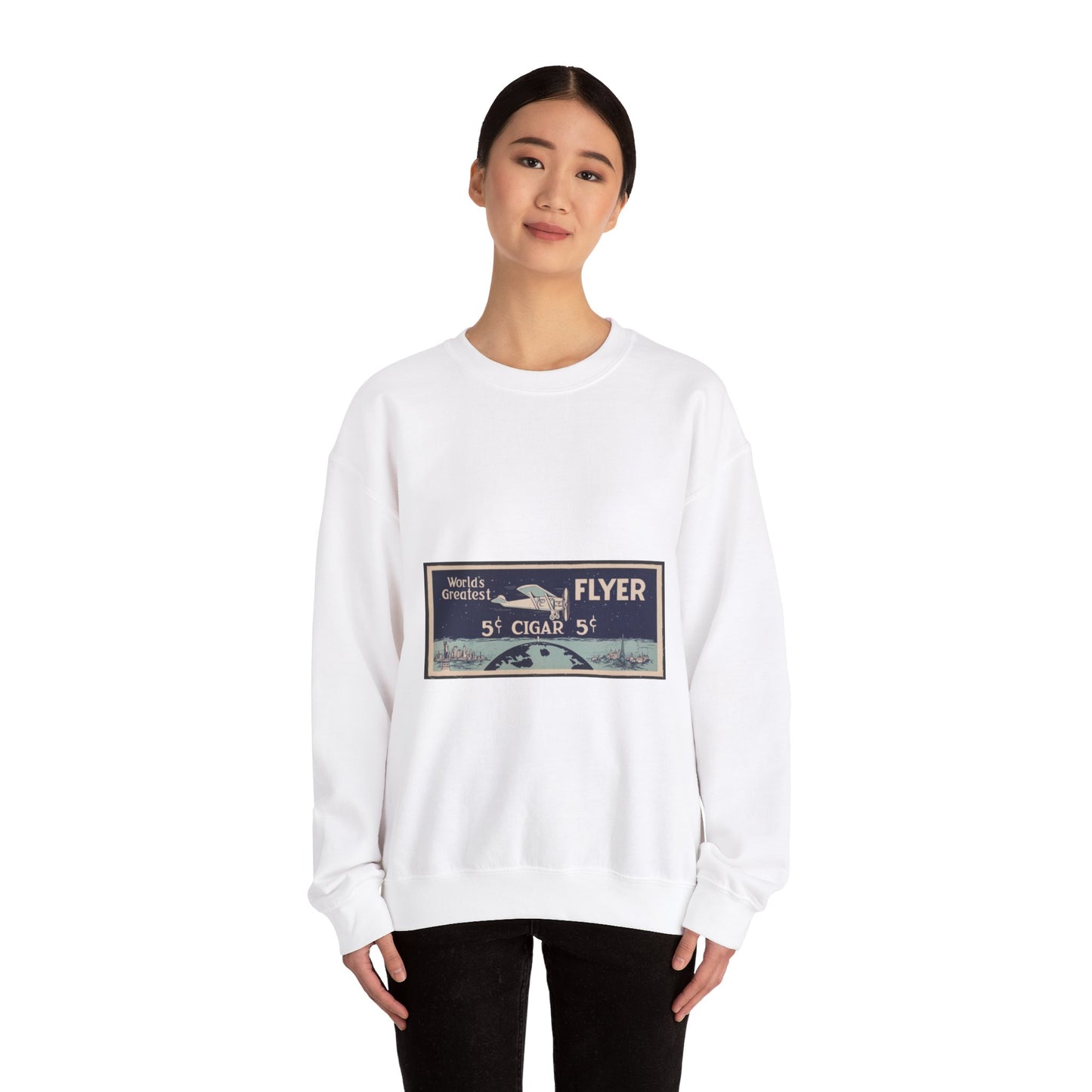 World's greatest flyer... 5 cent Cigar White Heavy Blend Adult Crew Neck SweatShirt