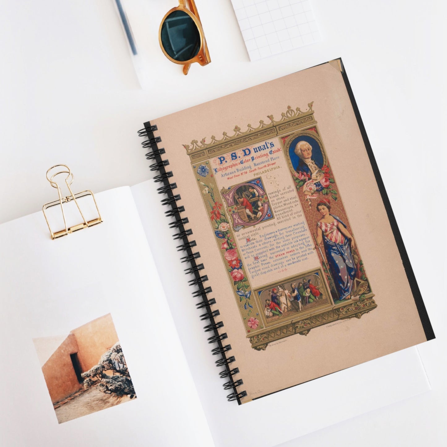 P.S. Duval's lithograhpic & color printing estab! Artizans Building Ranstead Place west from No. 26 South Fourth Street Philadelphia on stone by Schussele ; lith. & printed in color at the Estab! Spiral Bound Ruled Notebook with Printed Cover