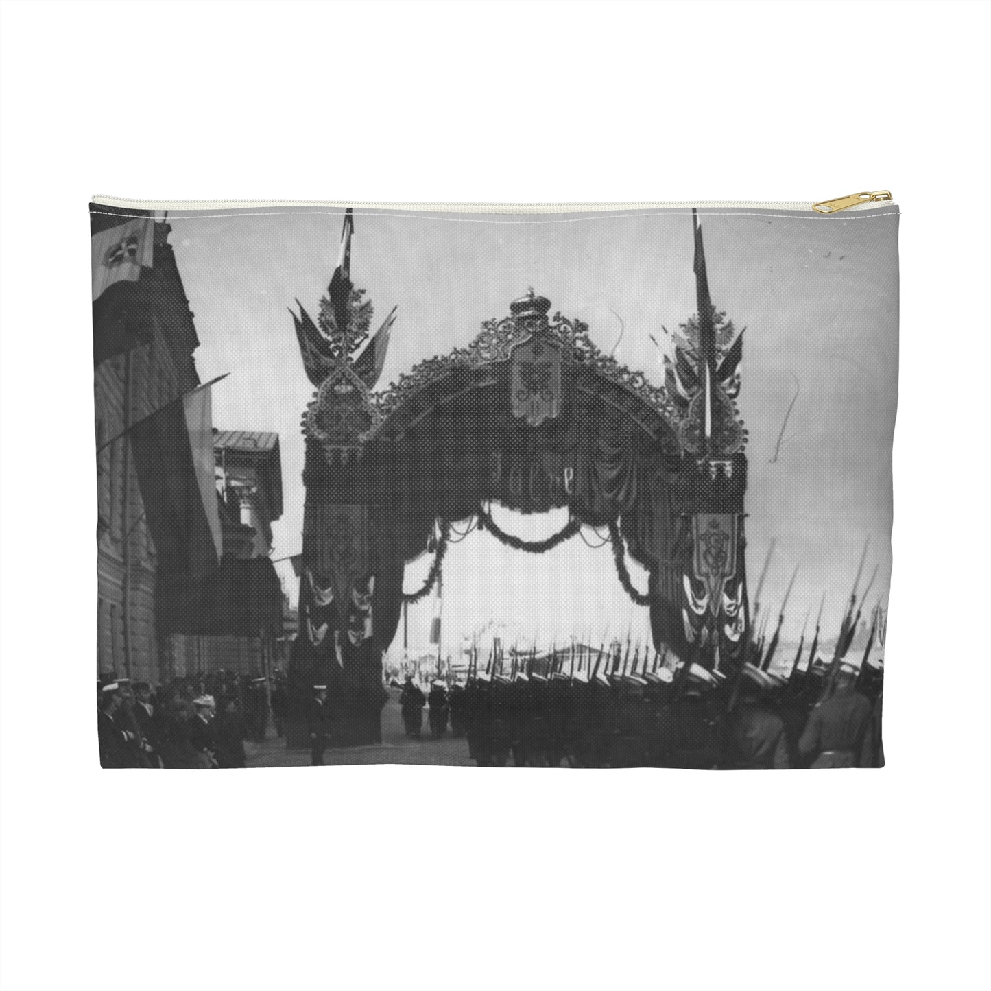 Triumphal gate built for a Visit of the Italian King Victor Emmanuel III to Russia, 1902. Large Organizer Pouch with Black Zipper