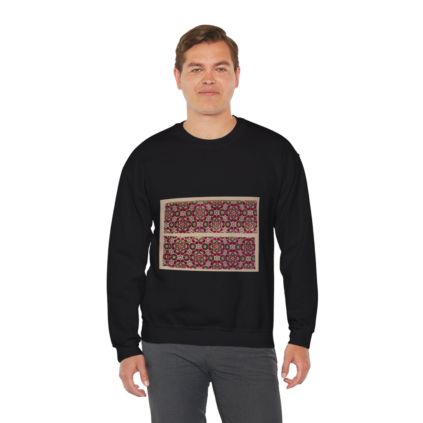 Polychrome velvet with a variation on a Medici emblem Black Heavy Blend Adult Crew Neck SweatShirt