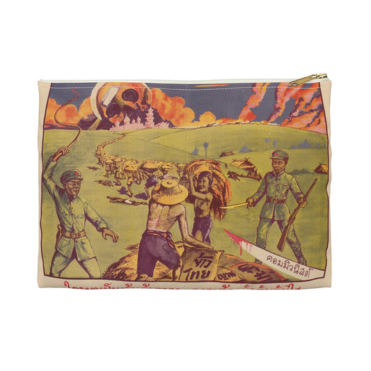 Thai Rice Harvest (PO-19-TH), Cold War American Propaganda poster Large Organizer Pouch with Black Zipper