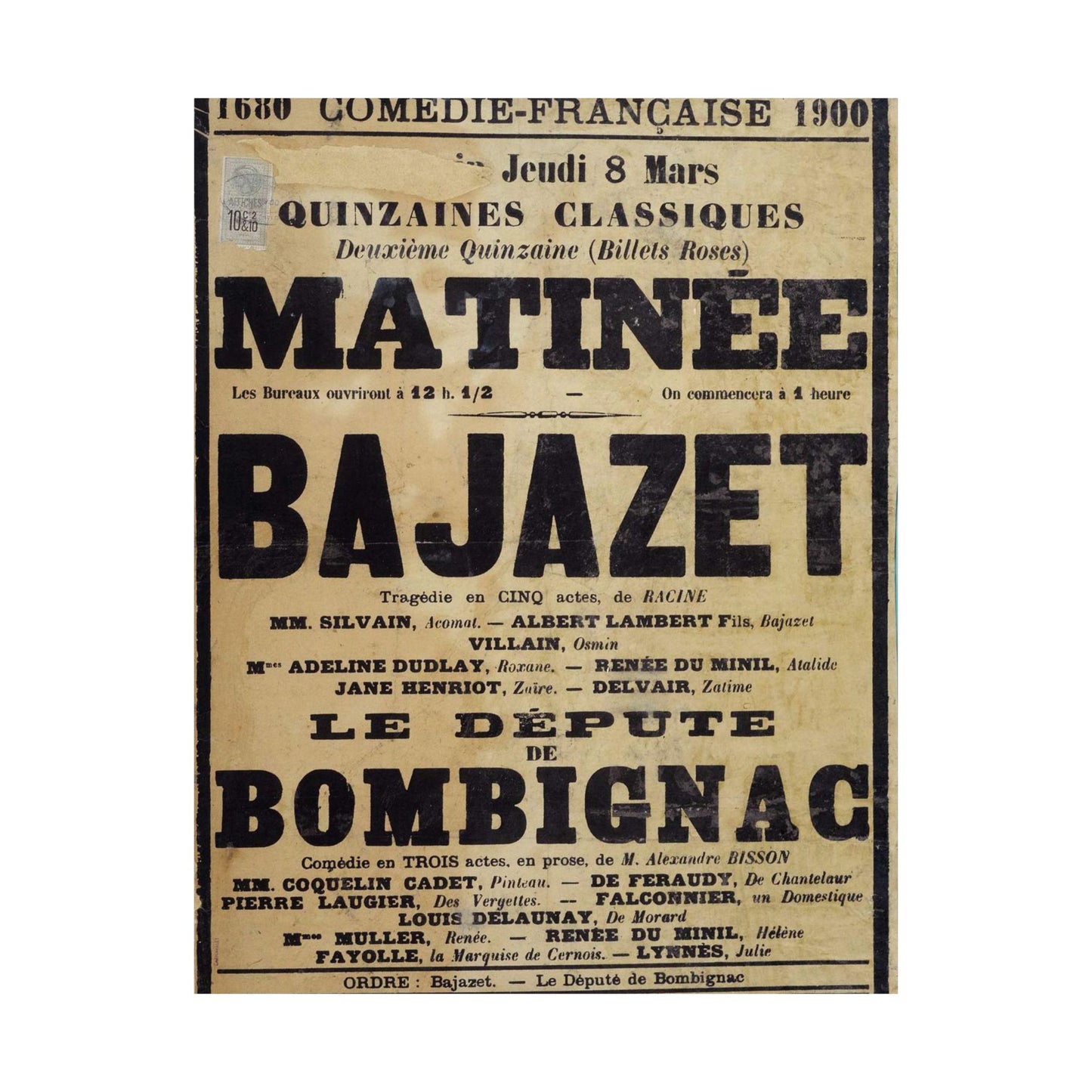 Poster of Bajazet 1900 - A poster advertising a concert in paris High Quality Matte Wall Art Poster for Home, Office, Classroom