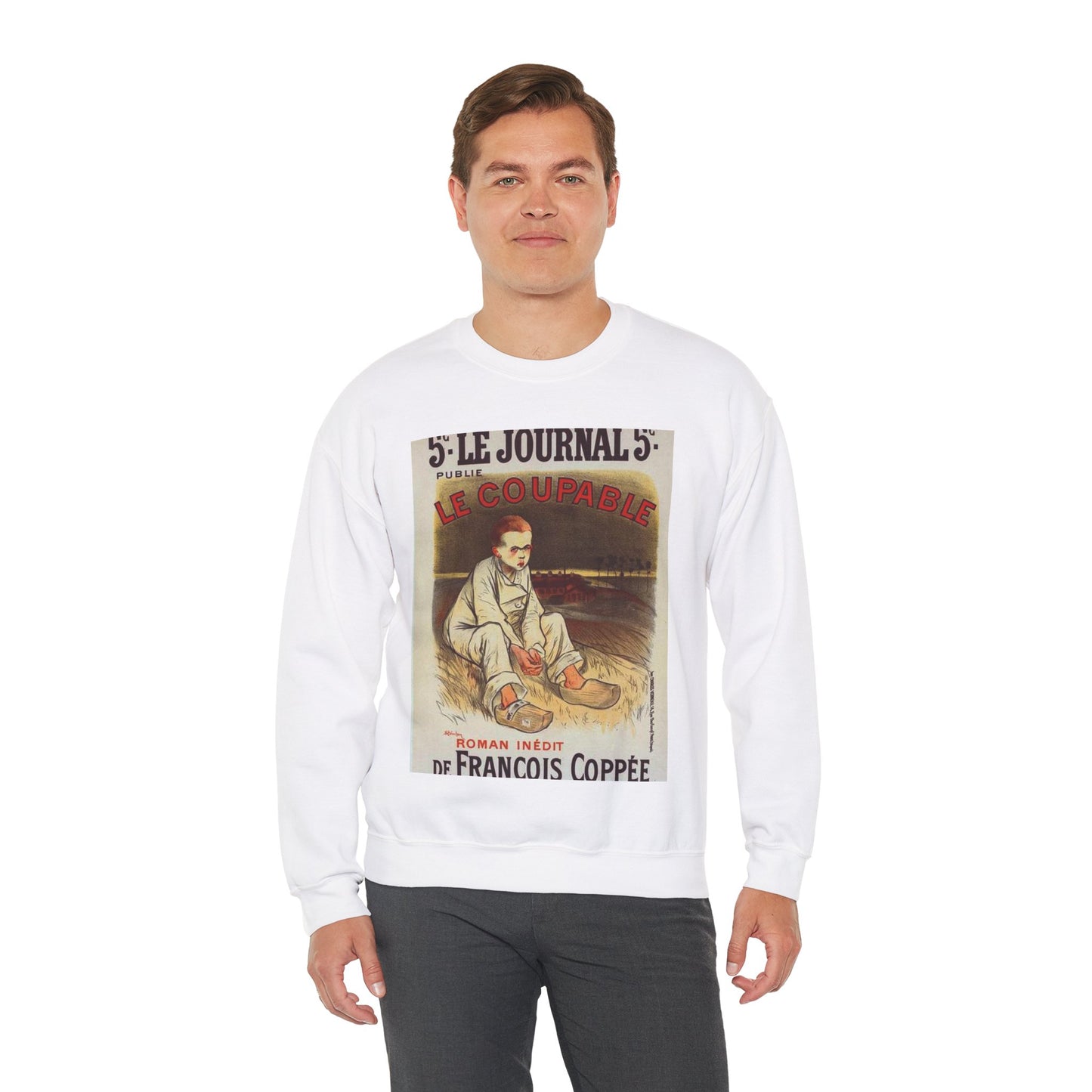 Affiche pour le roman "le Coupable", de François Coppée, publié dans le Journal. White Heavy Blend Adult Crew Neck SweatShirt