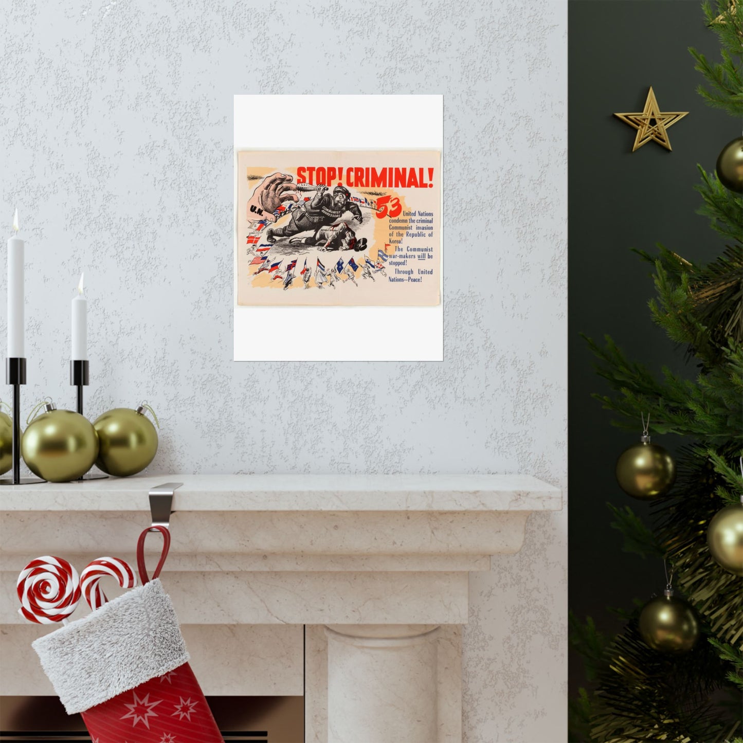 Stop Criminal!, Cold War American Propaganda poster High Quality Matte Wall Art Poster for Home, Office, Classroom