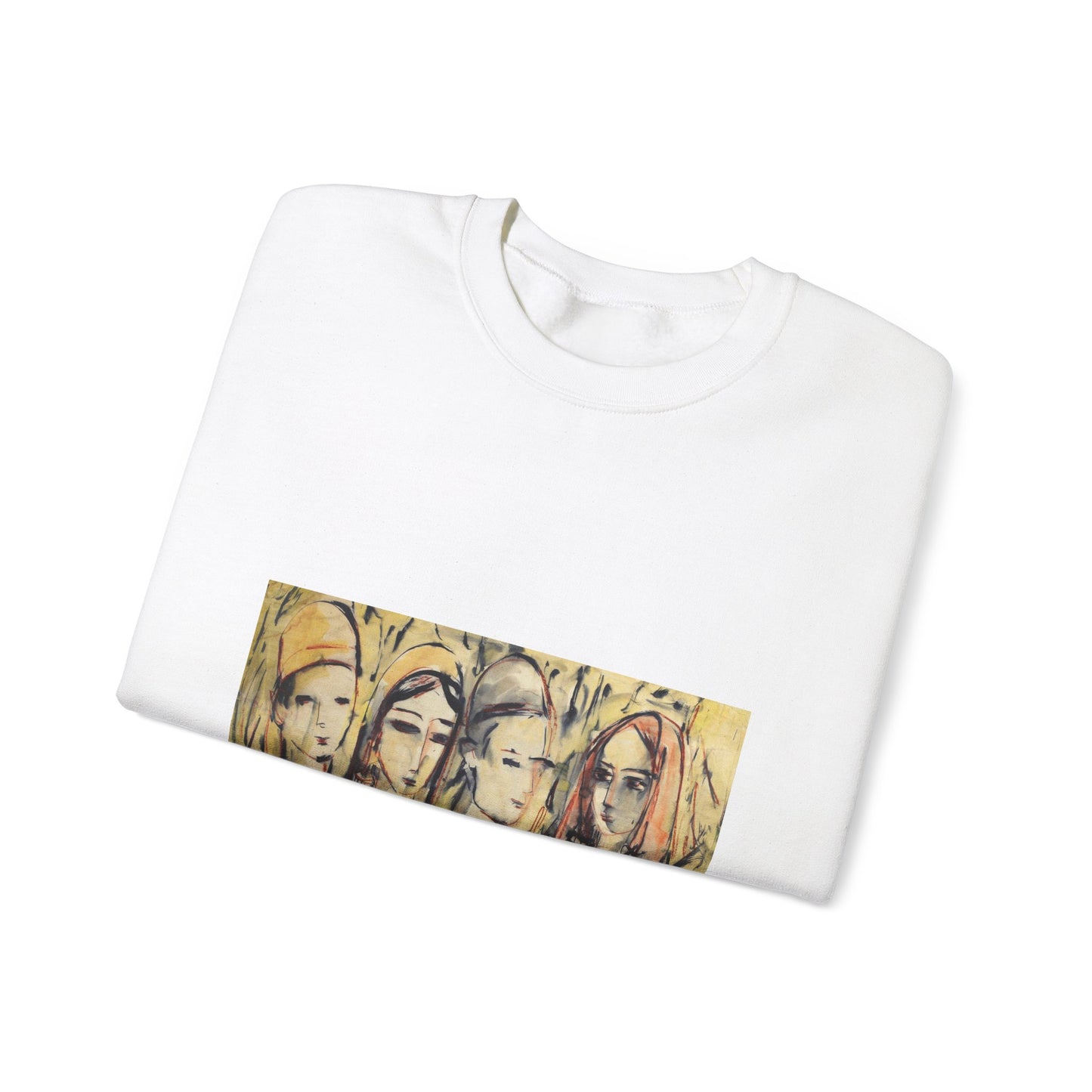 Sans titre - A painting of a group of women standing next to each other White Heavy Blend Adult Crew Neck SweatShirt