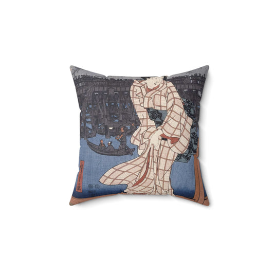 Utagawa Hiroshige - Evening on the Sumida river - Google Art Project Decorative Accent Square Pillow