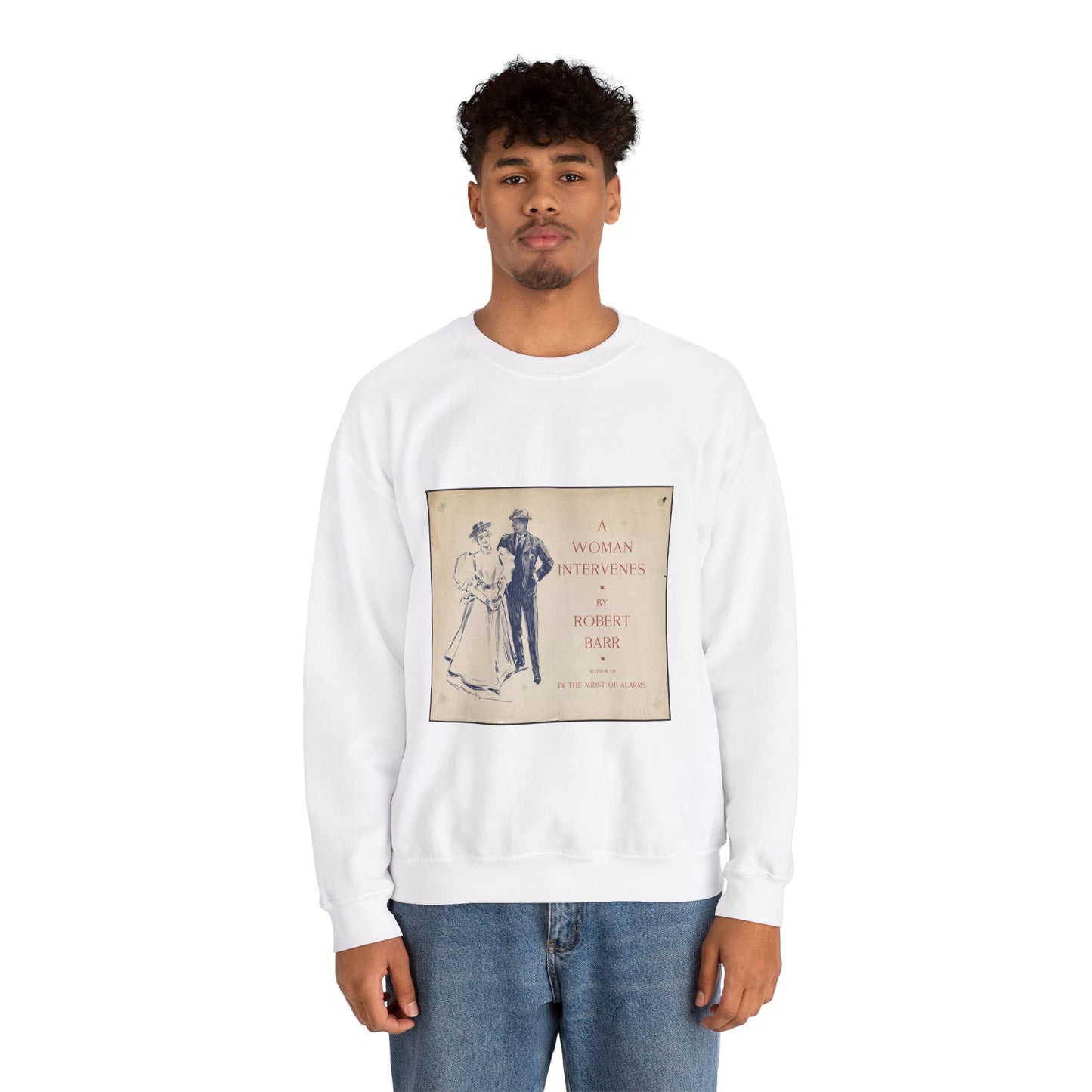 A woman intervenes by Robert Barr White Heavy Blend Adult Crew Neck SweatShirt