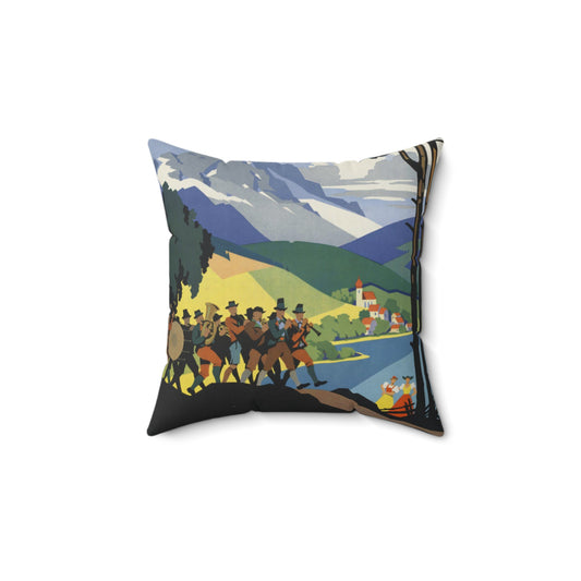 Vintage Travel Posters, 1920s-1930s Decorative Accent Square Pillow