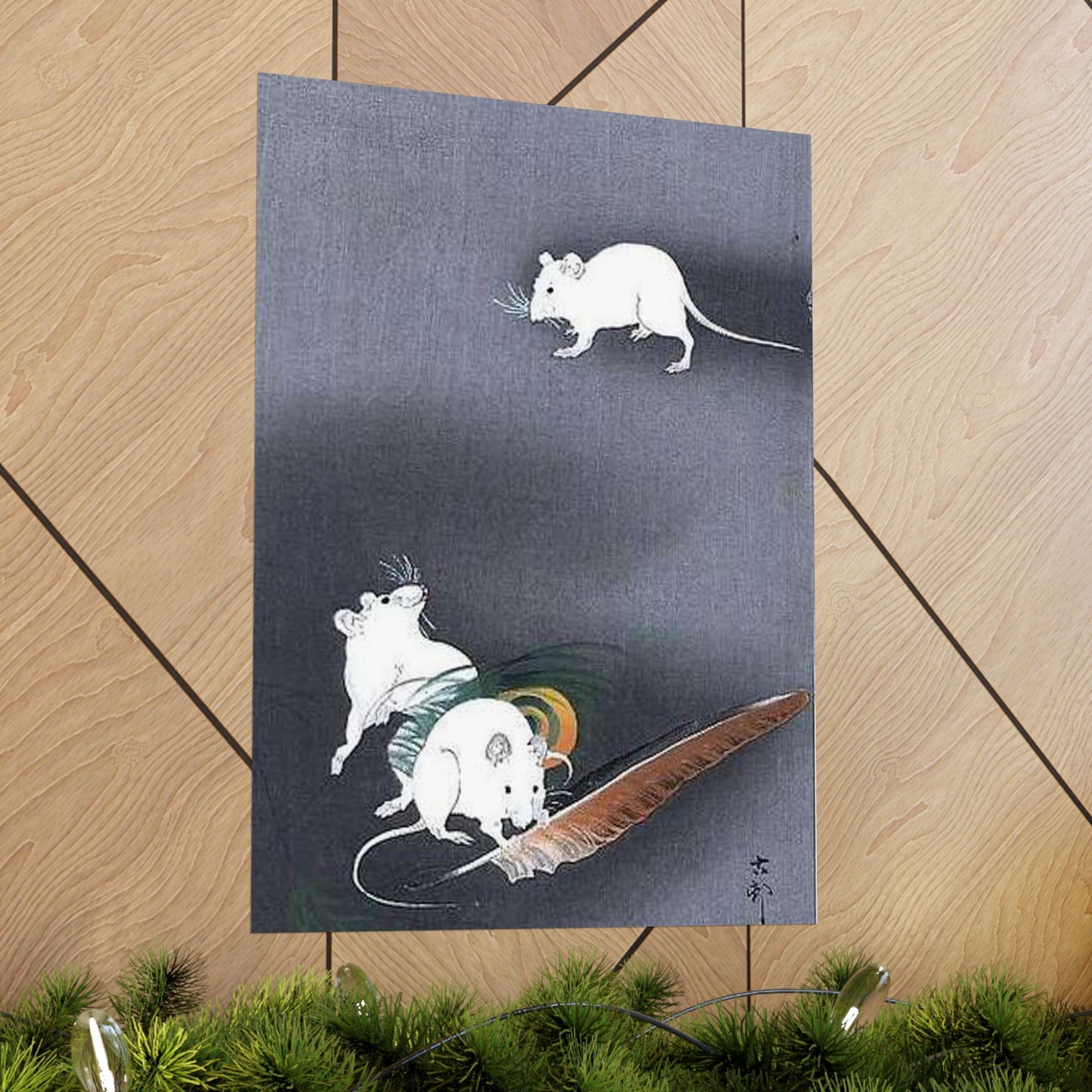 A drawing of 3 mice, Ohara Koson High Quality Matte Wall Art Poster for Home, Office, Classroom