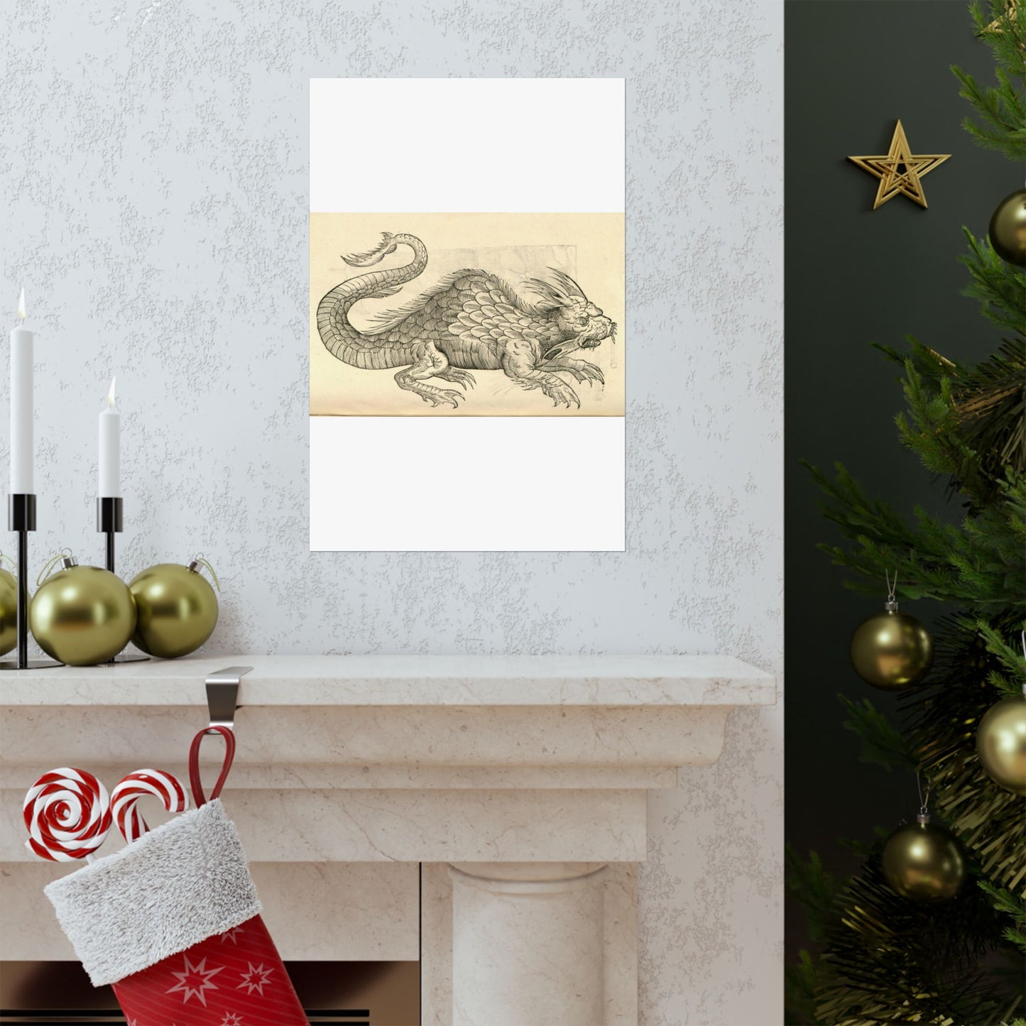 Orobonis Piscis effigies - Public domain portrait drawing  High Quality Matte Wall Art Poster for Home, Office, Classroom