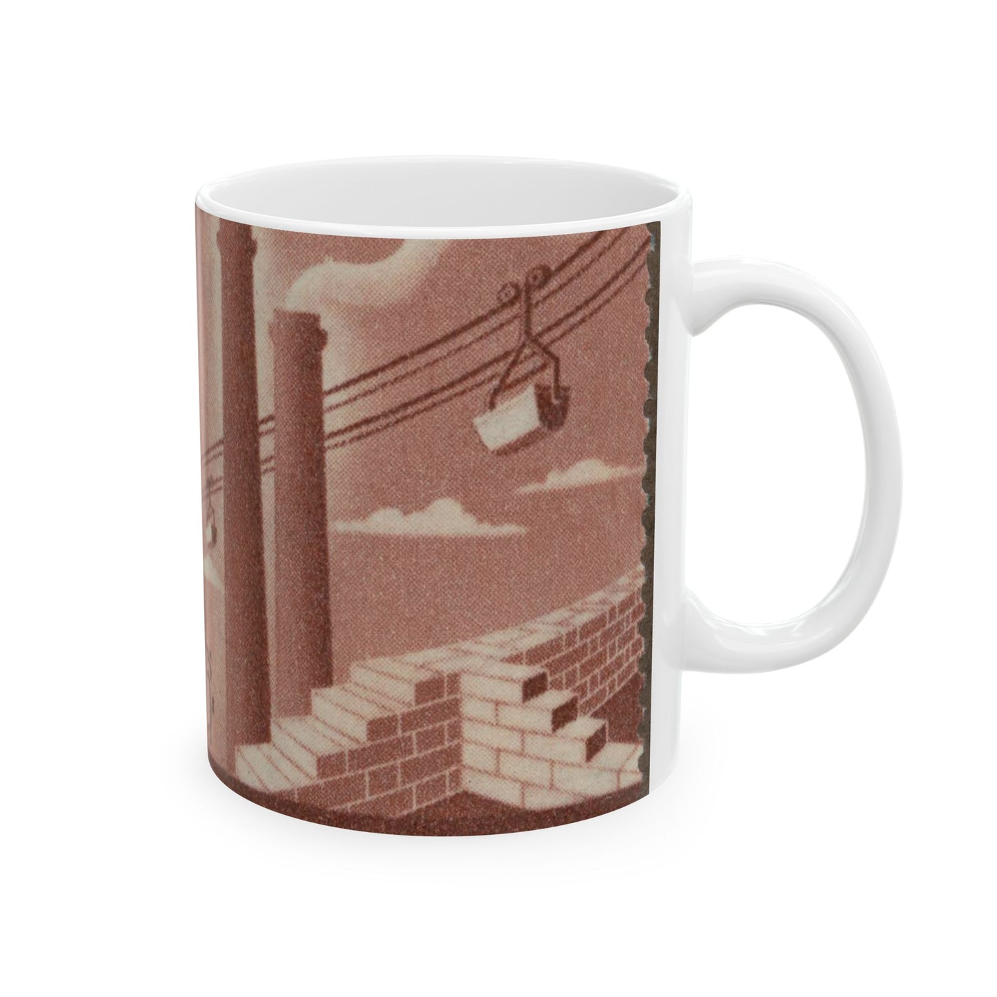 Frimärke ur Gösta Bodmans filatelistiska motivsamling, påbörjad 1950.Frimärke från Förenade Arabstaterna, 1958. Motiv av cement- och byggindustri i Egypten. Beautiful Novelty Ceramic Coffee Mug 11oz