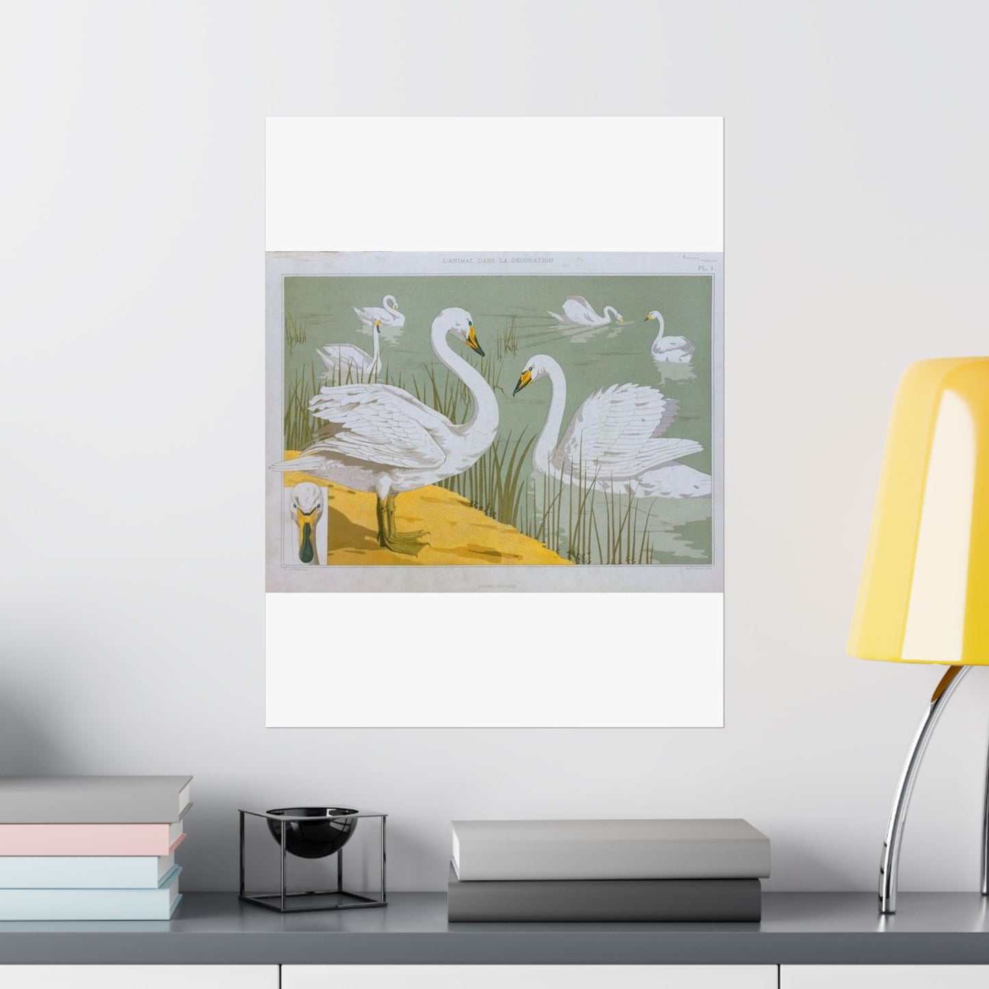 Cygne sauvage - Art nouveau public domain image High Quality Matte Wall Art Poster for Home, Office, Classroom