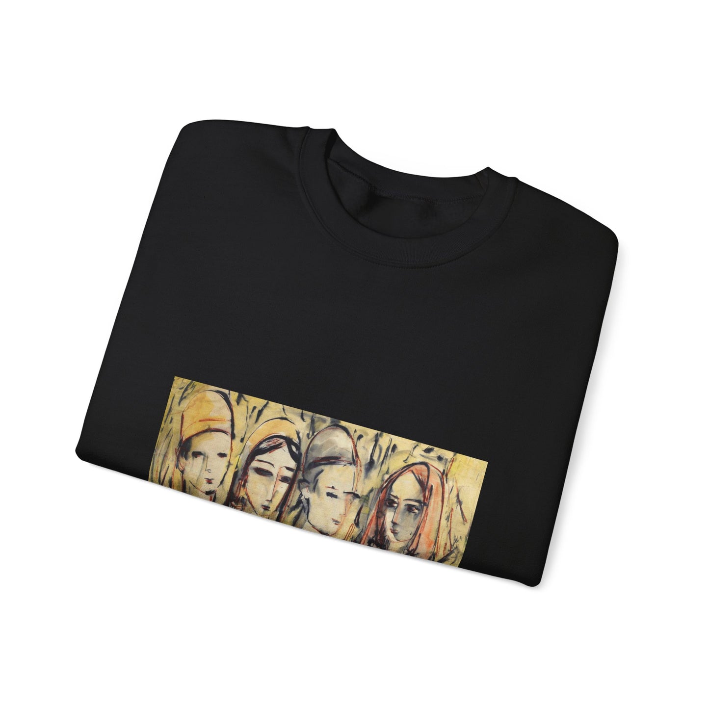 Sans titre - A painting of a group of women standing next to each other Black Heavy Blend Adult Crew Neck SweatShirt