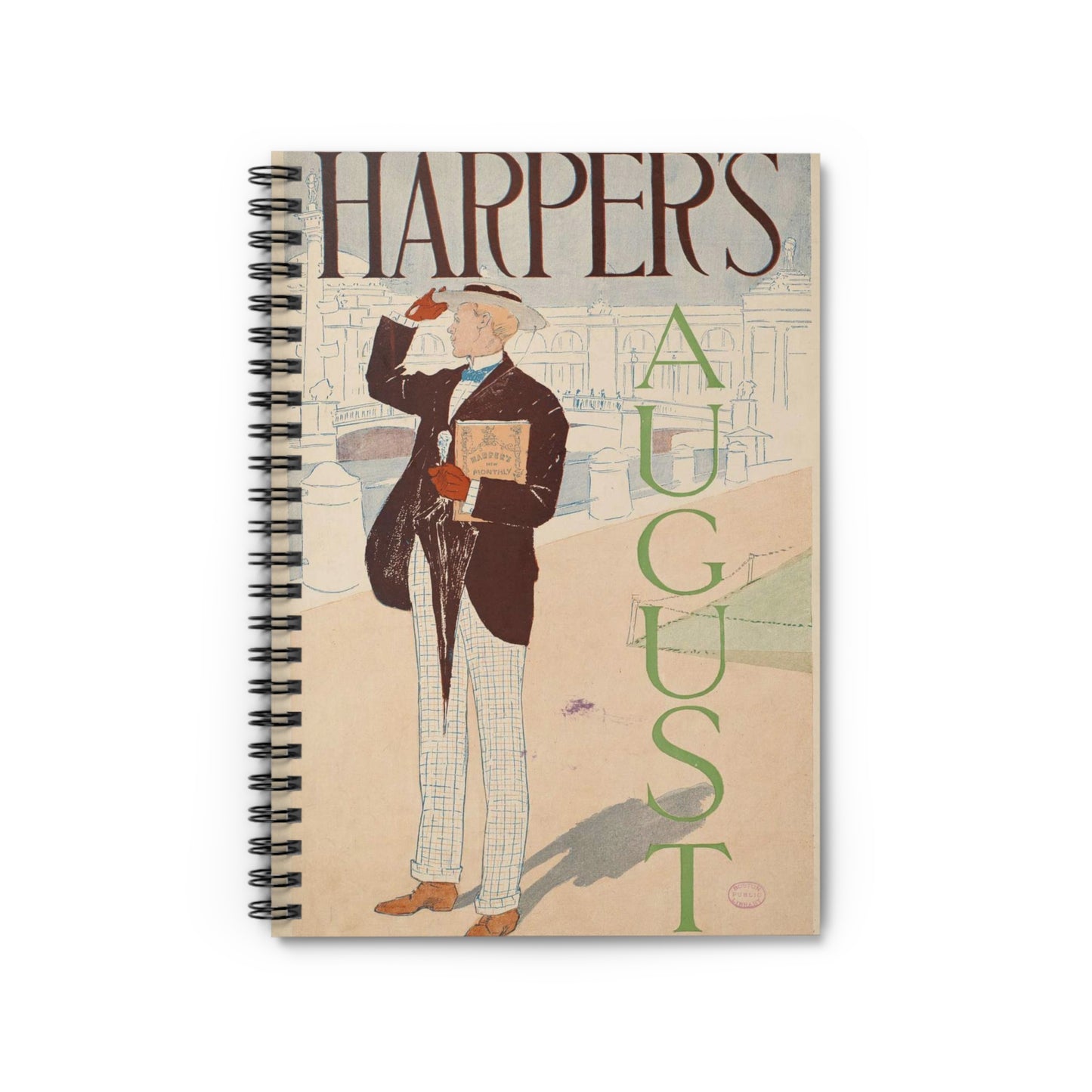 Edward Penfield, Harper's August Spiral Bound Ruled Notebook with Printed Cover