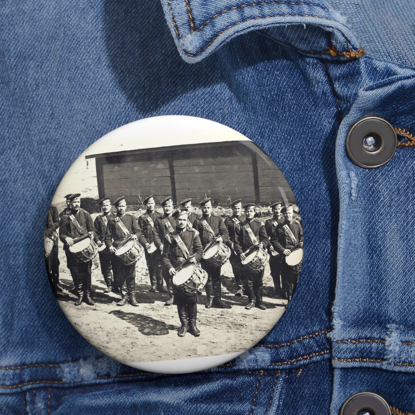 Vladimir, Vokzalnaya Street. A platoon of drummers 10 of the Little Russian Grenadier Regiment. Pin Buttons with Crisp Design