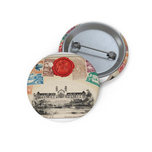 Postcard - postal stamp - Muir & Moodie, New Zealand Pin Buttons with Crisp Design