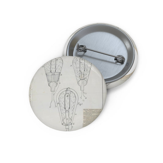 Patent drawing - for T. A. Edison's Incandescing Electric Lamp Public domain  image Pin Buttons with Crisp Design