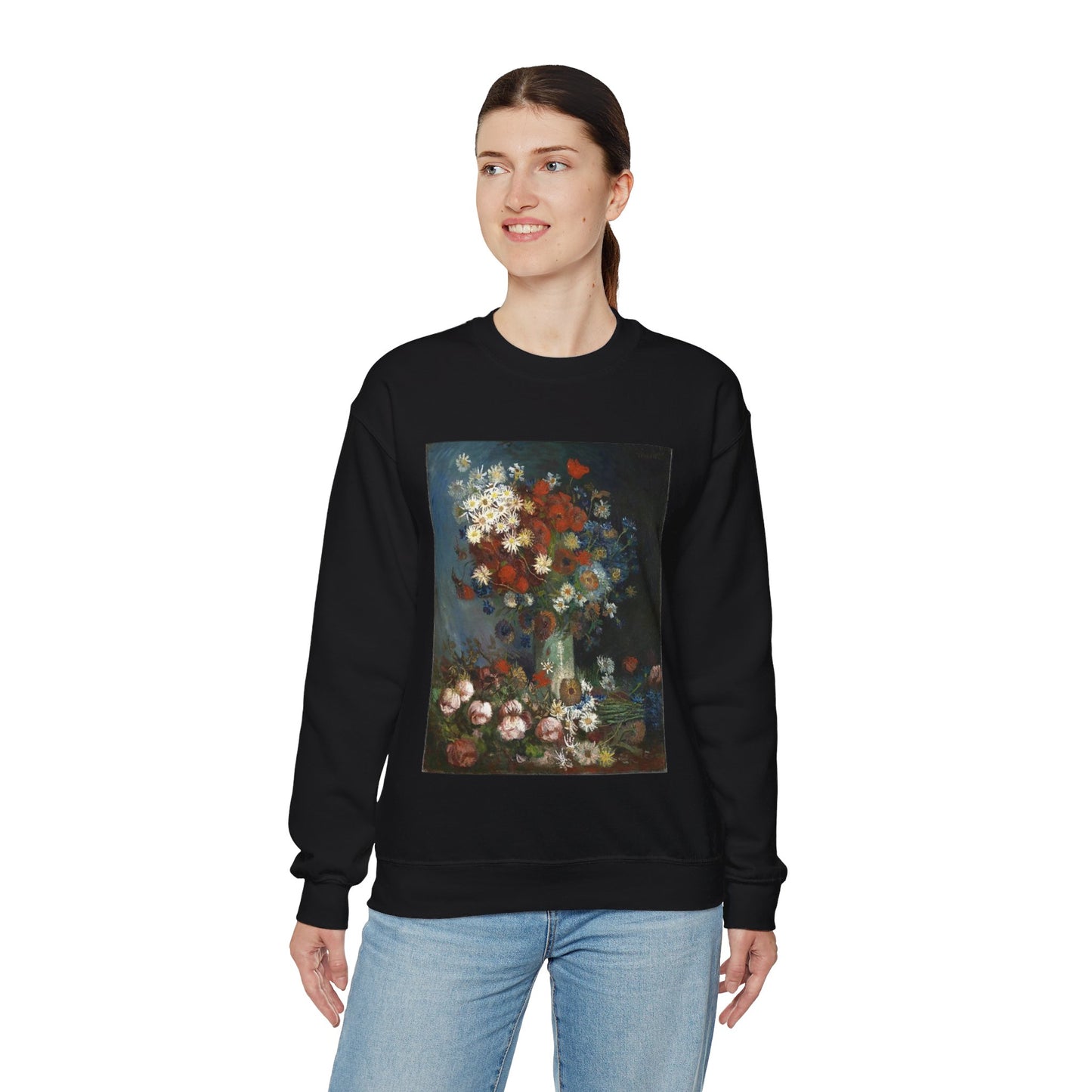 Still life with meadow flowers and roses Van Gogh 1886 Black Heavy Blend Adult Crew Neck SweatShirt