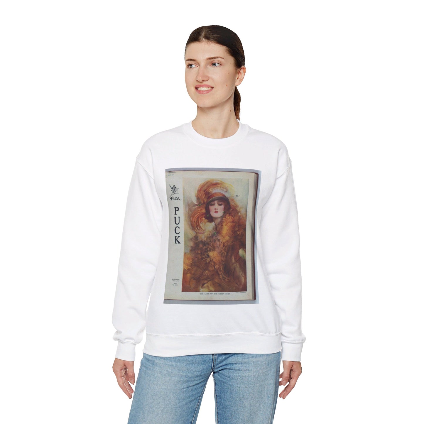 The lure of the green eyes / painted by W.H. Barribal. White Heavy Blend Adult Crew Neck SweatShirt