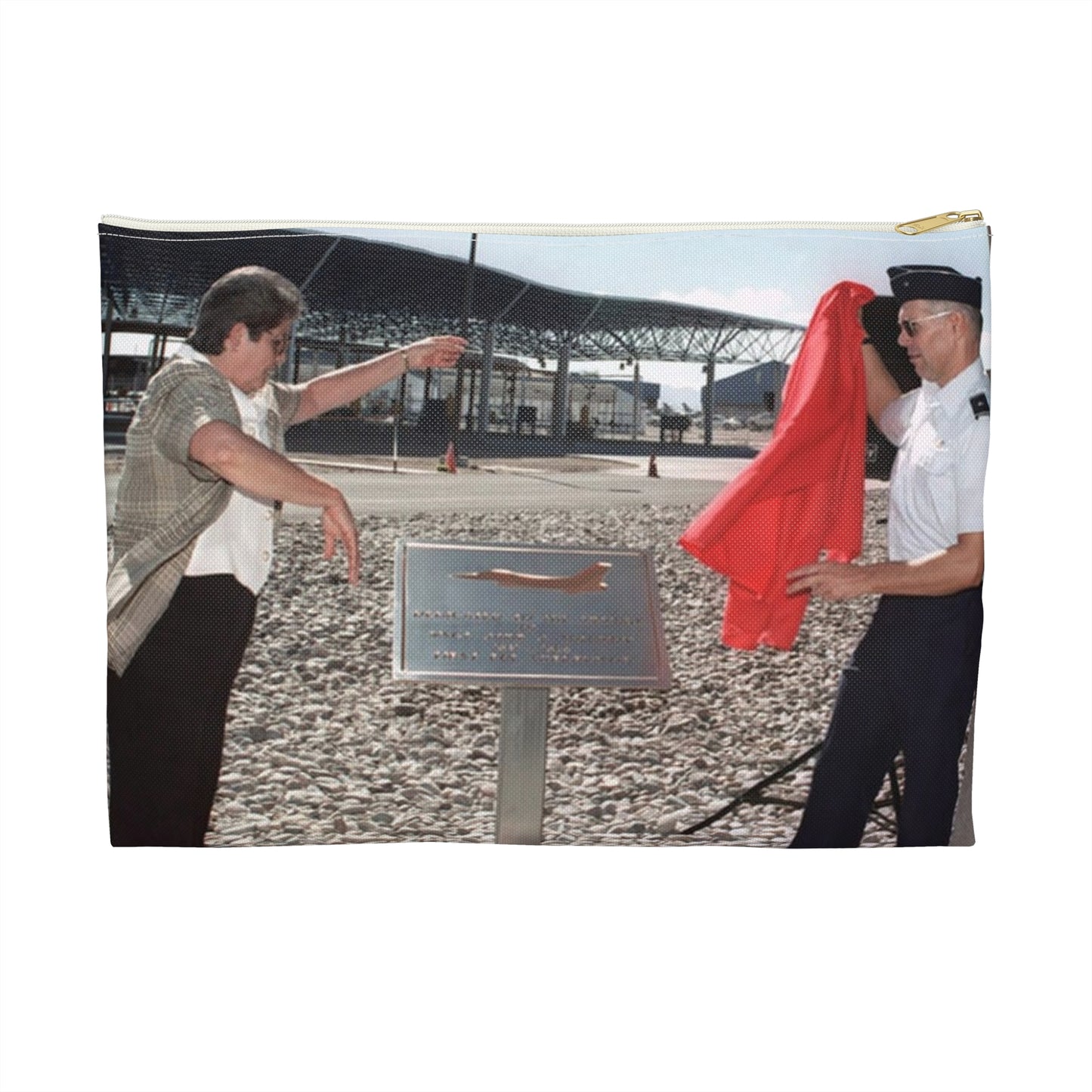 In memory of US Air Force MASTER Sergeant Jamie Solomon, US Air Force Brigadier General Mensching and Mrs. Solomon unveil the dedication of the new POL facilities in Tucson, Arizona Large Organizer Pouch with Black Zipper