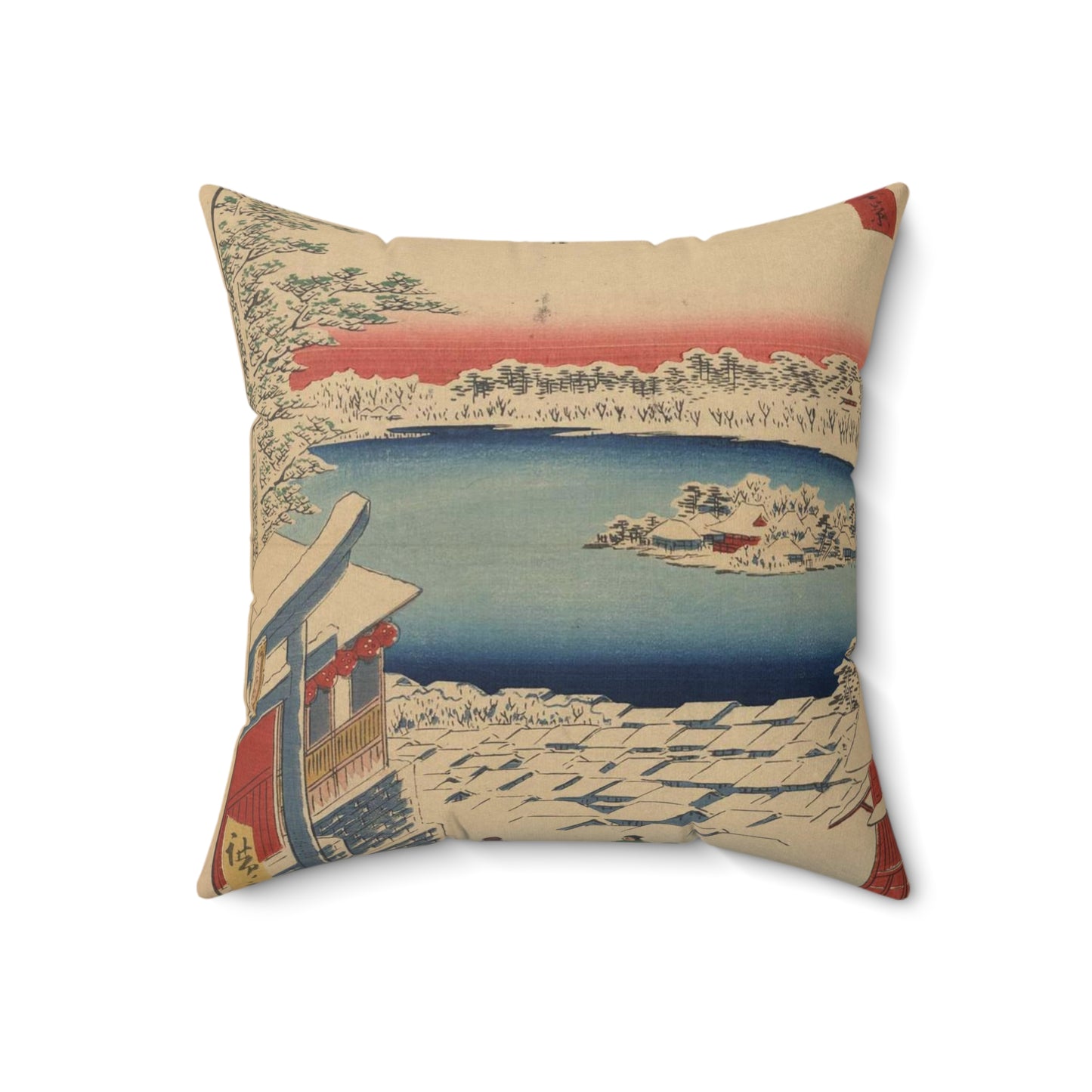 Gajō icchō, Ando Hiroshige - Public domain portrait drawing  Decorative Accent Square Pillow
