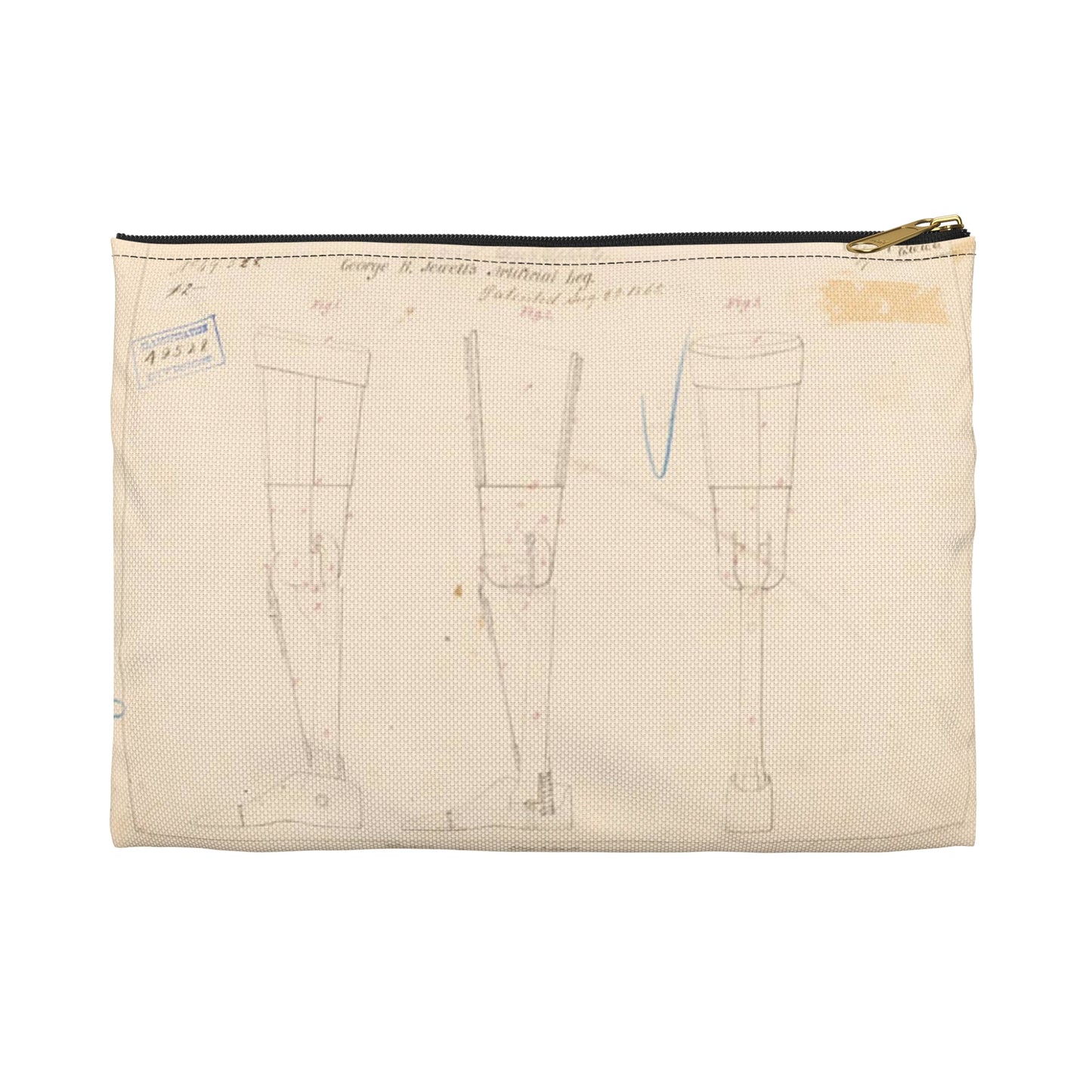 Patent drawing - Drawing of Artificial Leg Public domain  image Large Organizer Pouch with Black Zipper