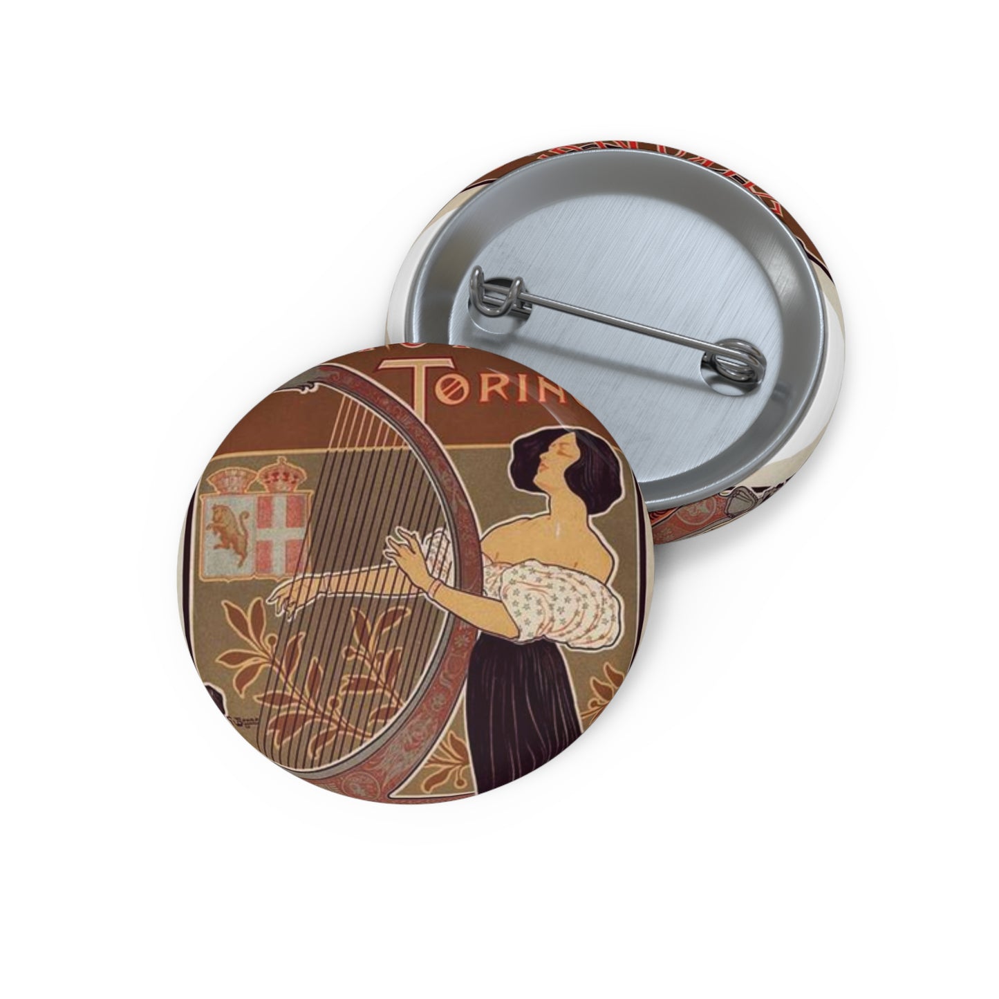 Affiche italienne pour le "Théâtre royal de Turin" Pin Buttons with Crisp Design