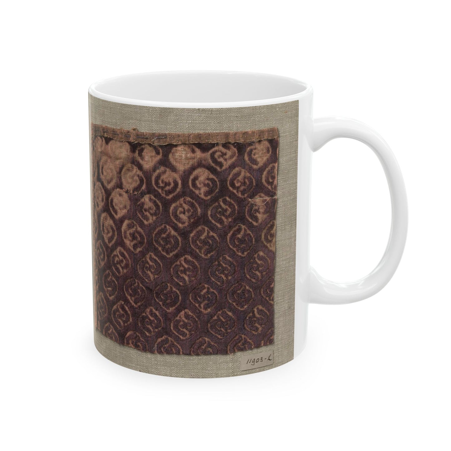 Fragment ciseléfluweel in paars met doorlopend patroon van ruiten gevuld met S-vormige voluut Beautiful Novelty Ceramic Coffee Mug 11oz