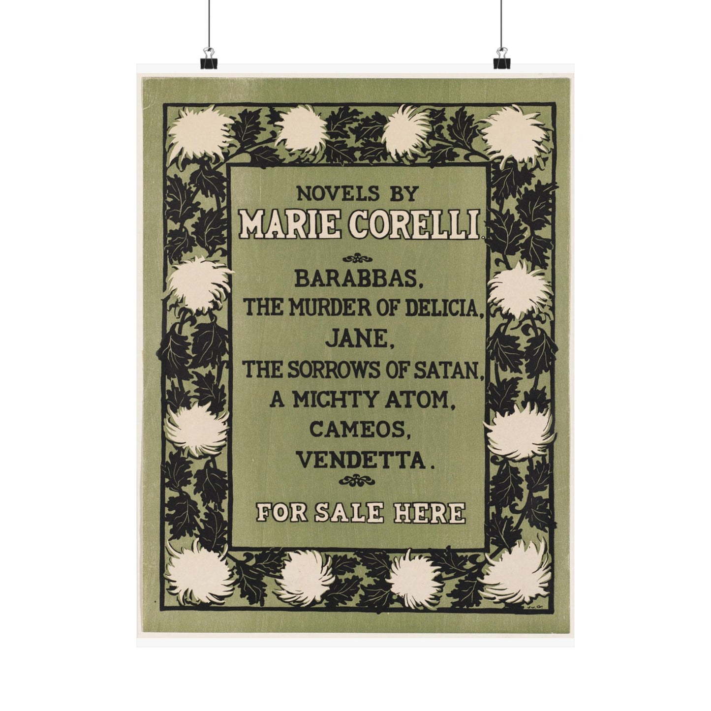 Novels by Marie Corelli, Art Nouveau poster High Quality Matte Wall Art Poster for Home, Office, Classroom