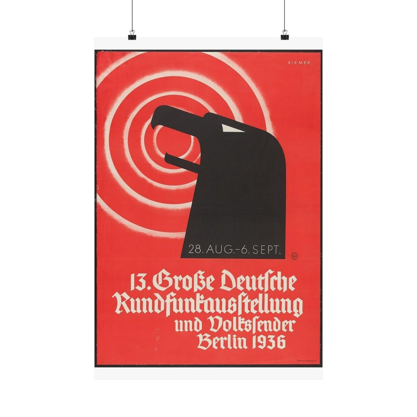 13 Grosse deutsche Rundfunkausstellung und Volkssender, Berlin 1936 / Riemer. High Quality Matte Wall Art Poster for Home, Office, Classroom