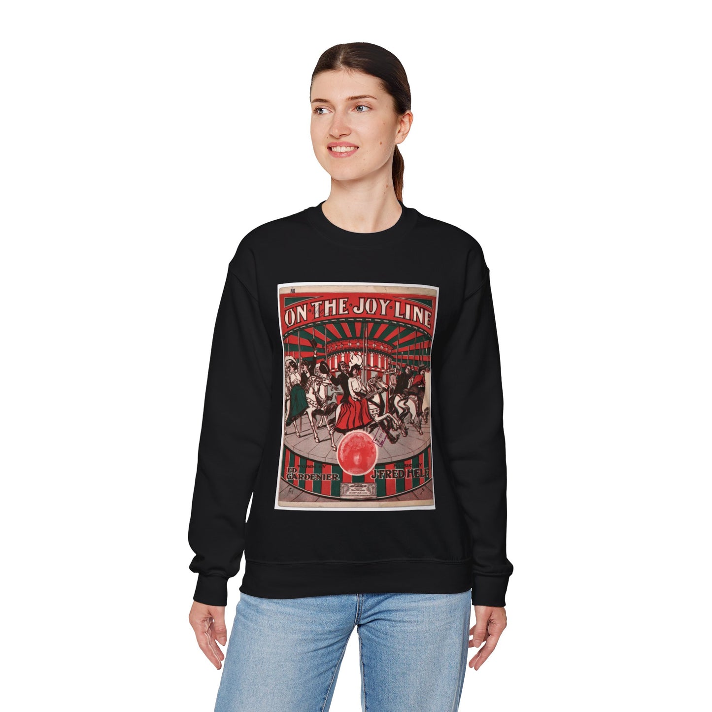 On the joy line - Public domain American sheet music Black Heavy Blend Adult Crew Neck SweatShirt
