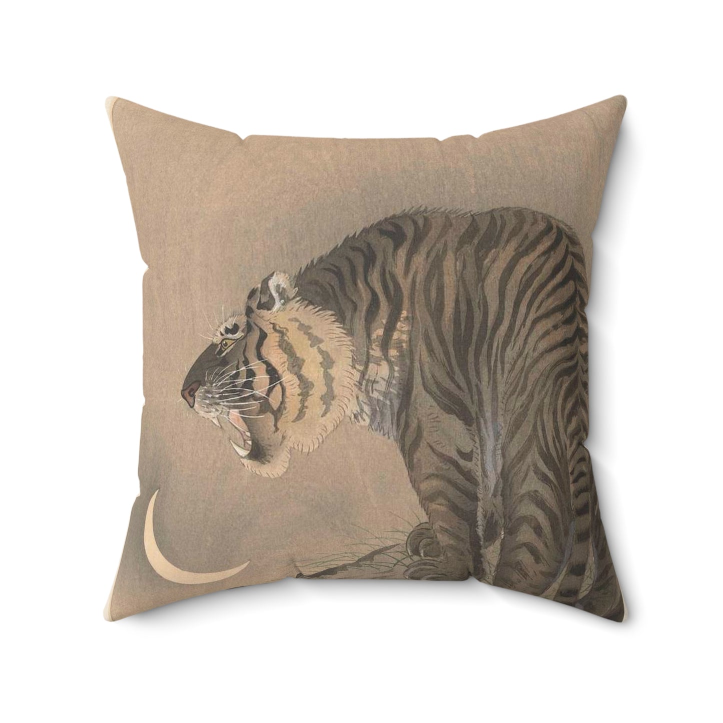 Brullende tijger, Ohara Koson - Rijksmuseum public domain dedication image Decorative Accent Square Pillow