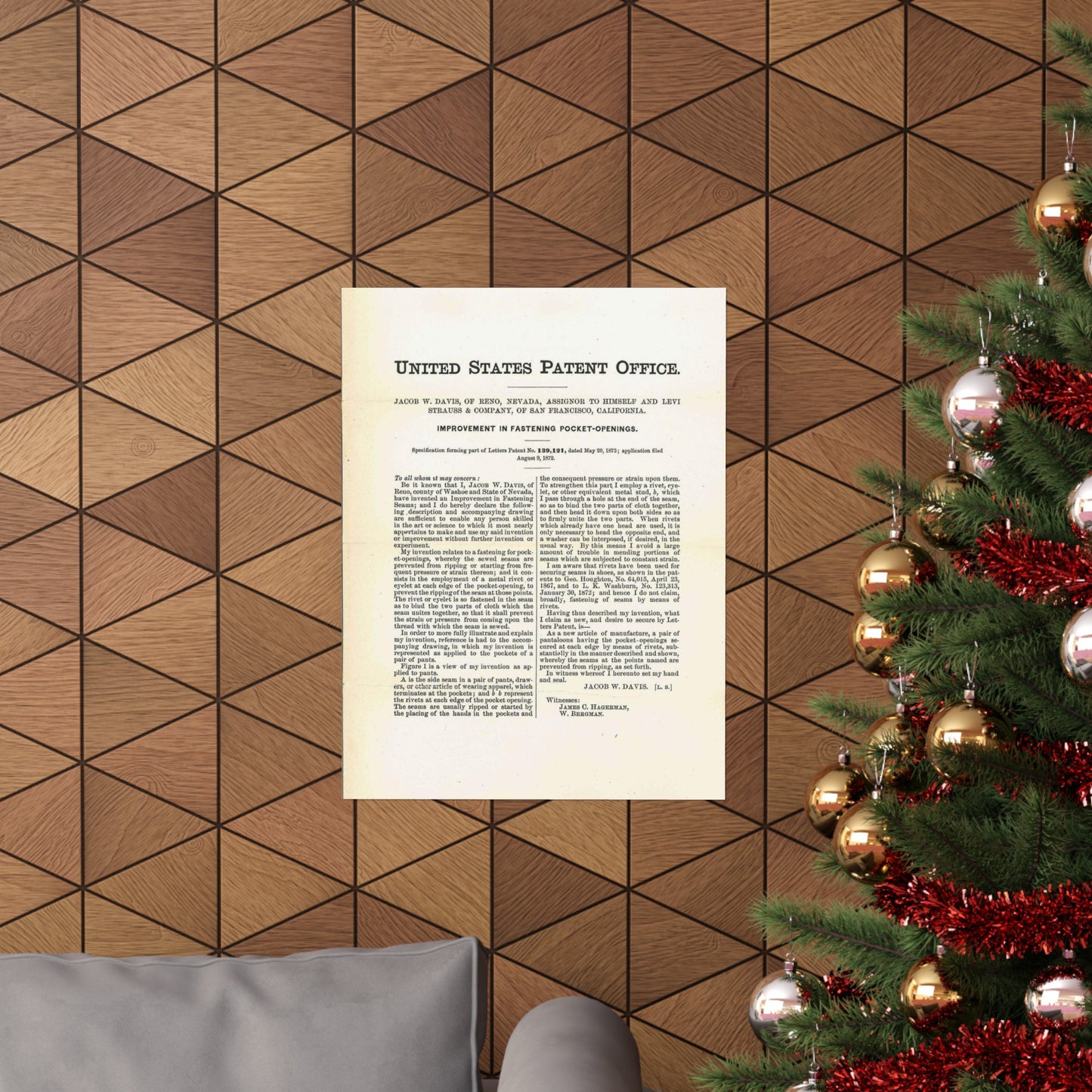 Patent Case File No. 139,121, Improvement in Fastening Pocket Openings, Inventor- Jacob W. Davis - DPLA - afb017b06366ded5b3d9735cb413b735 (page 29) High Quality Matte Wall Art Poster for Home, Office, Classroom