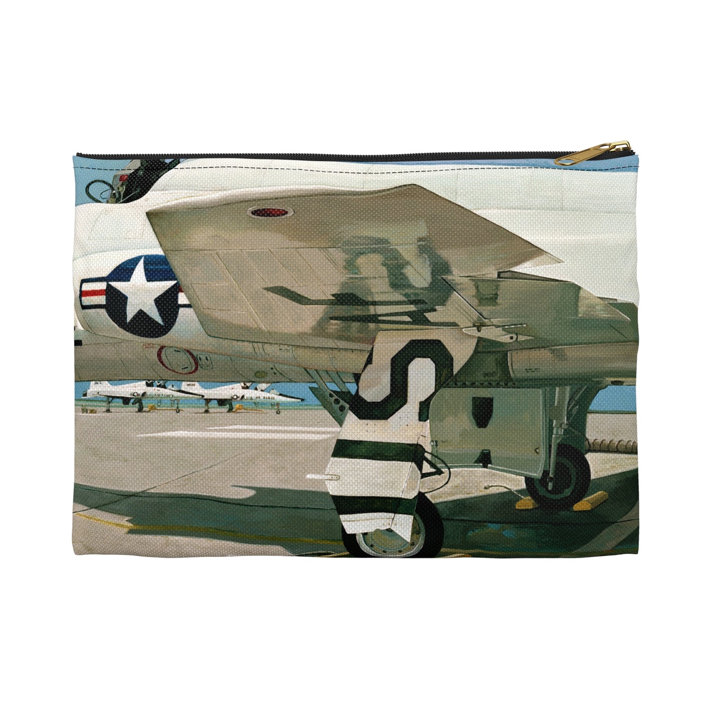 Artwork: "T-38 Flight Line, Vance AFB". Artist: David Zlotky Large Organizer Pouch with Black Zipper