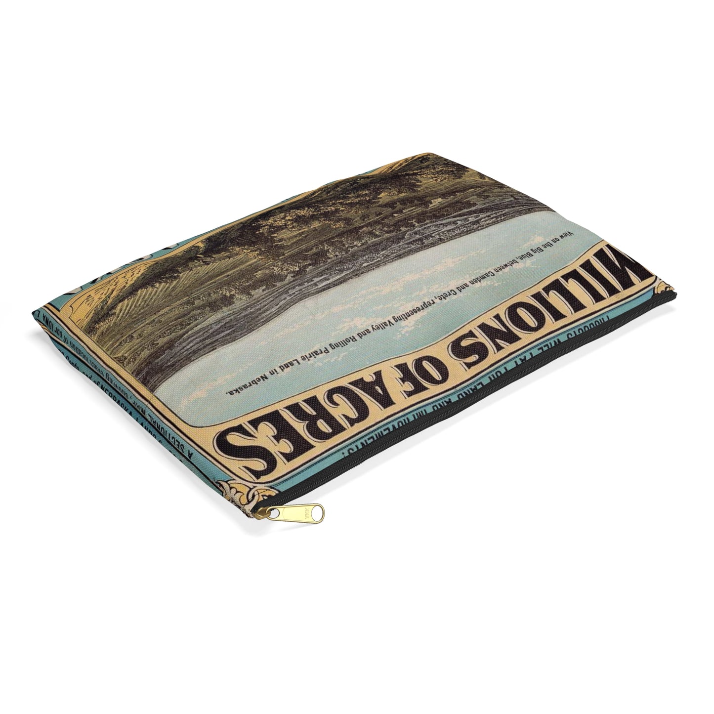 Millions of acres. Iowa and Nebraska. Land for sale on 10 years credit by the Burlington & Missouri River R. R. Co. at 6 per ct interest and low prices ... Buffalo. N. Y. Commercial advertiser printing house [1872]. Large Organizer Pouch with Black Zipper