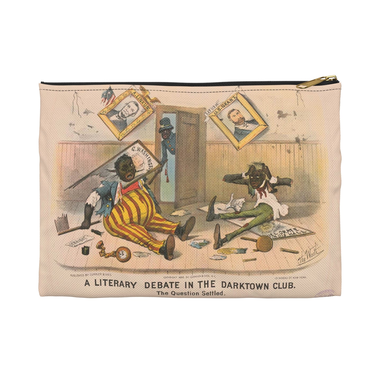 A literary debate in the Darktown Club--The question settled / Tho. Worth. Large Organizer Pouch with Black Zipper