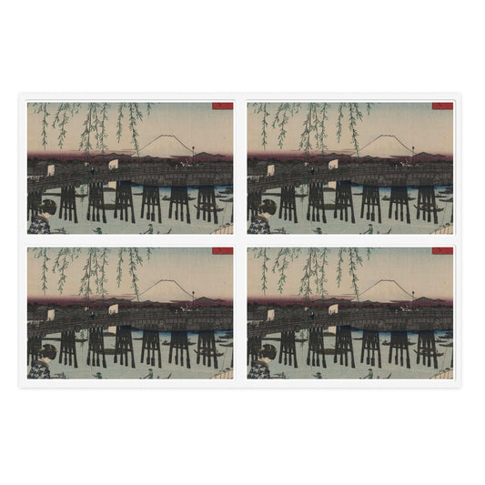 Tōto ryōgoku, Ando Hiroshige - Public domain portrait drawing  Laminated UV Protective Vinyl Stickers